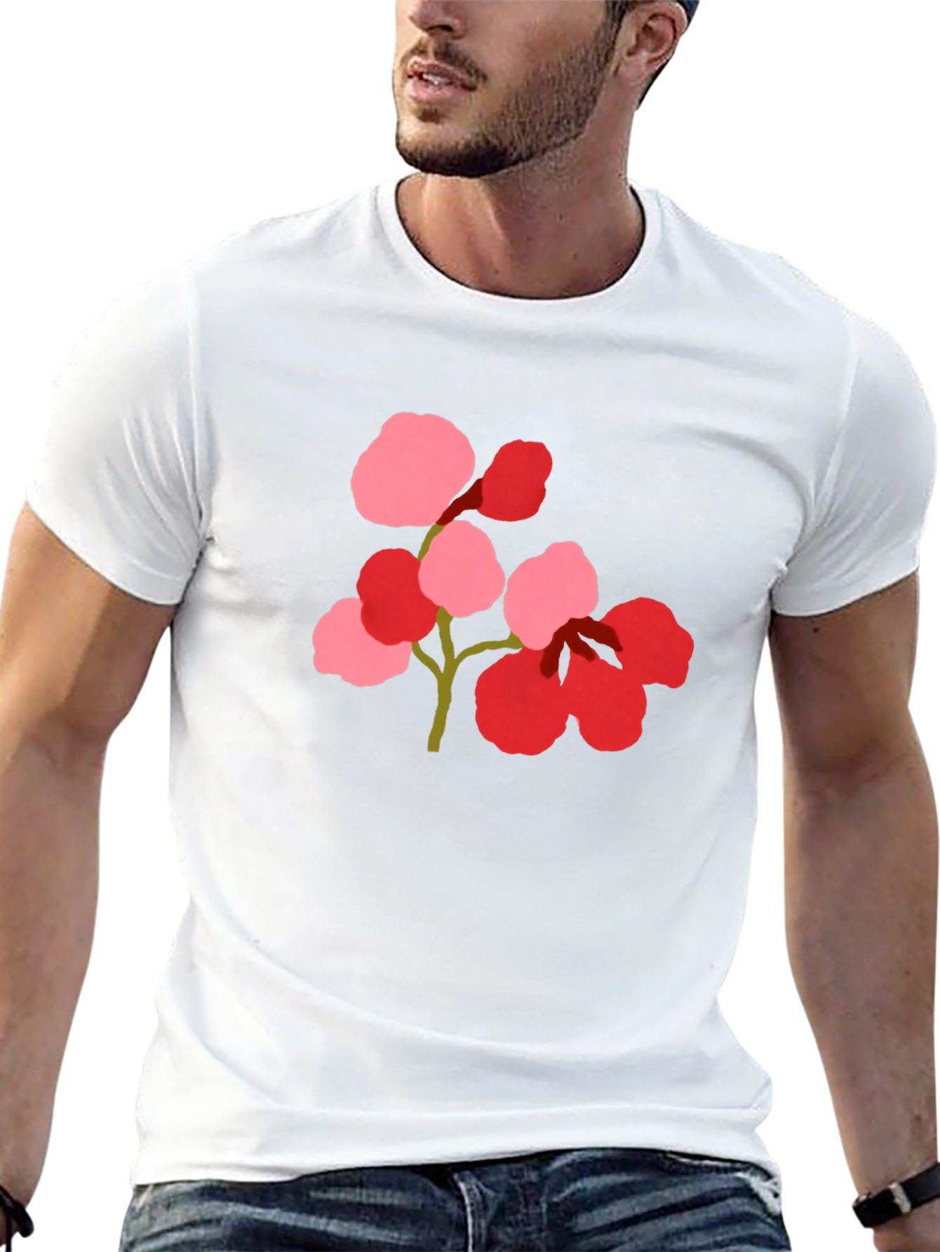 Floral Print Black Tee