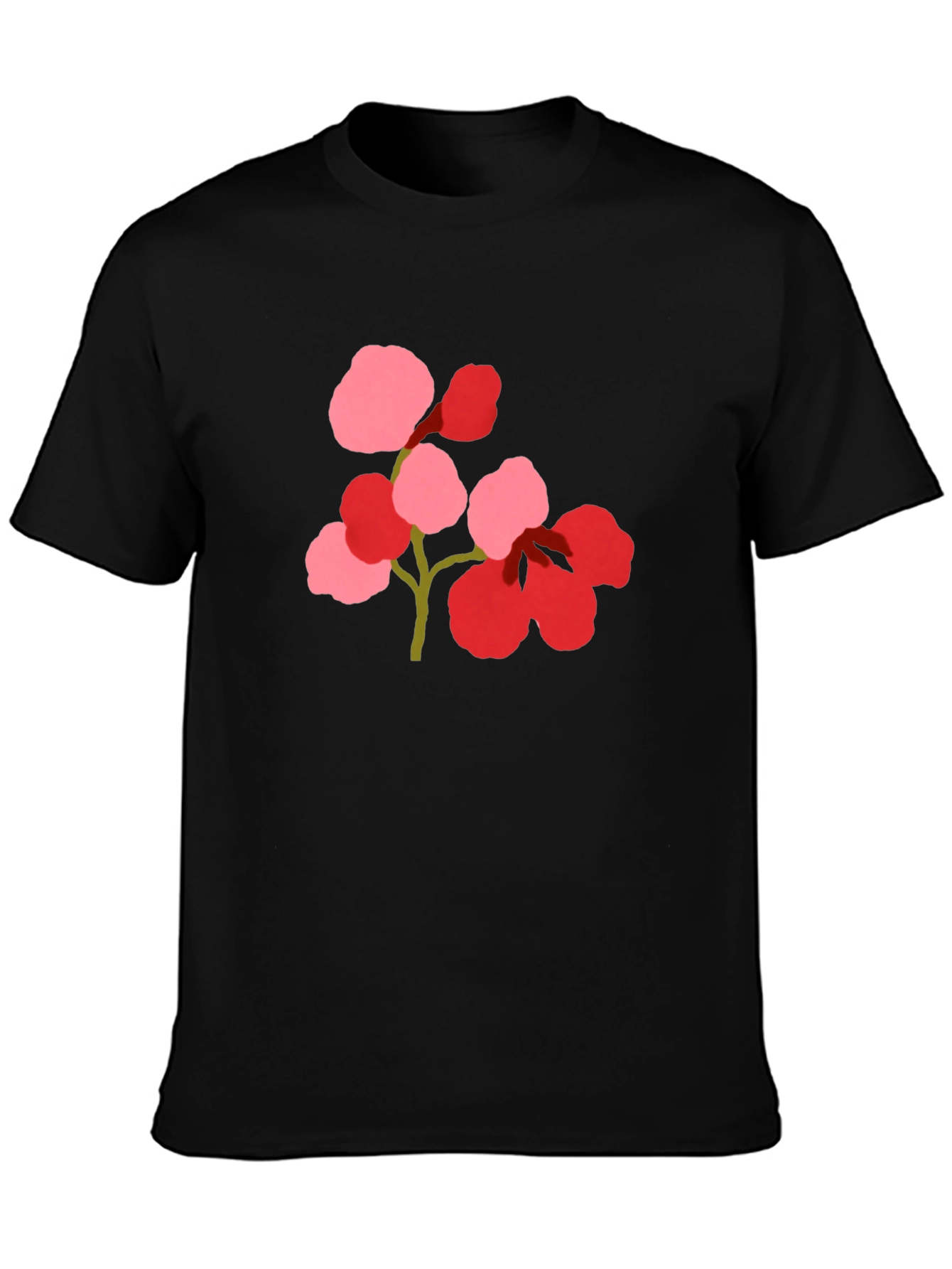 Floral Print Black Tee