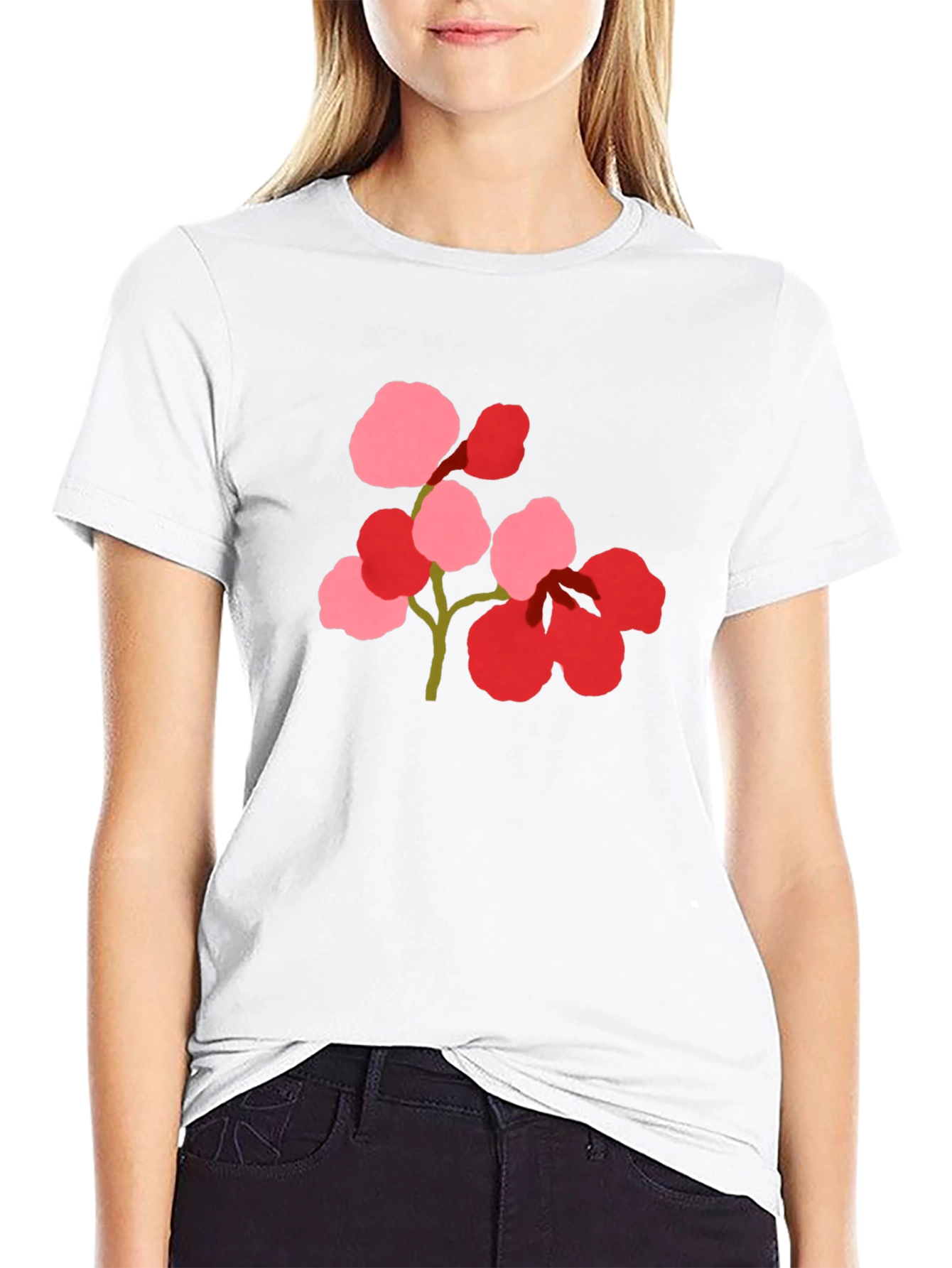 Floral Print Black Tee