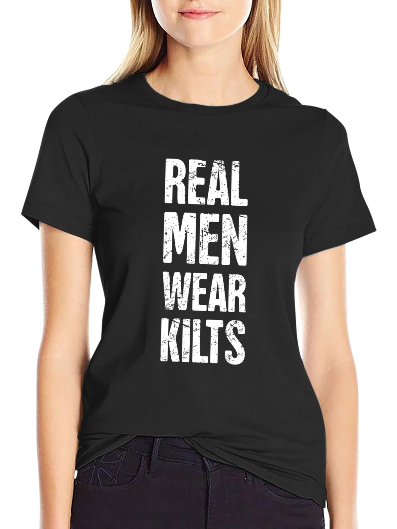 Real Men Wear Kilts Graphic T-Shirt - Black