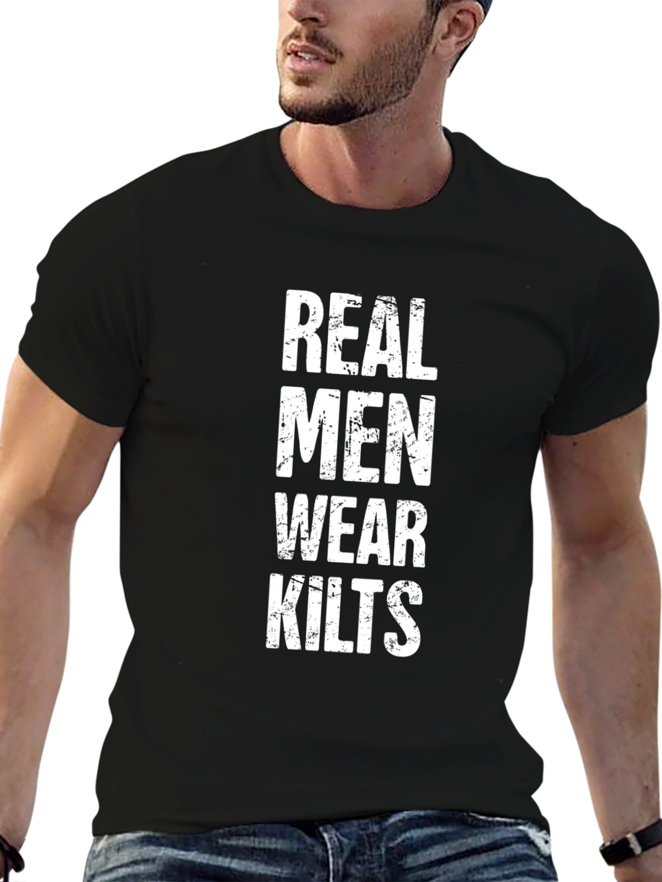 Real Men Wear Kilts Graphic T-Shirt - Black