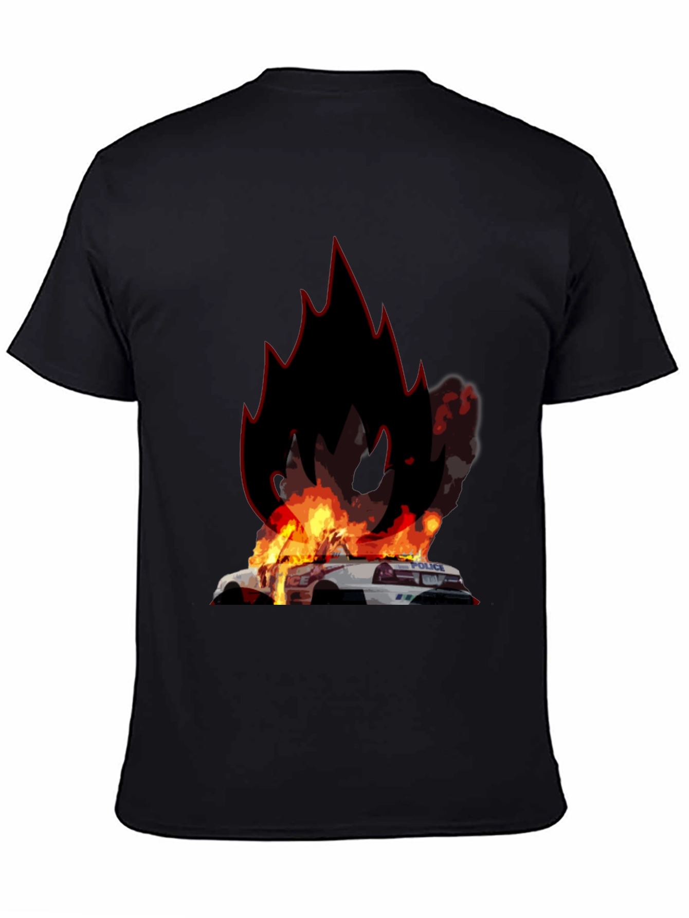 Burning Police Car T-Shirt - Bold Graphic Tee