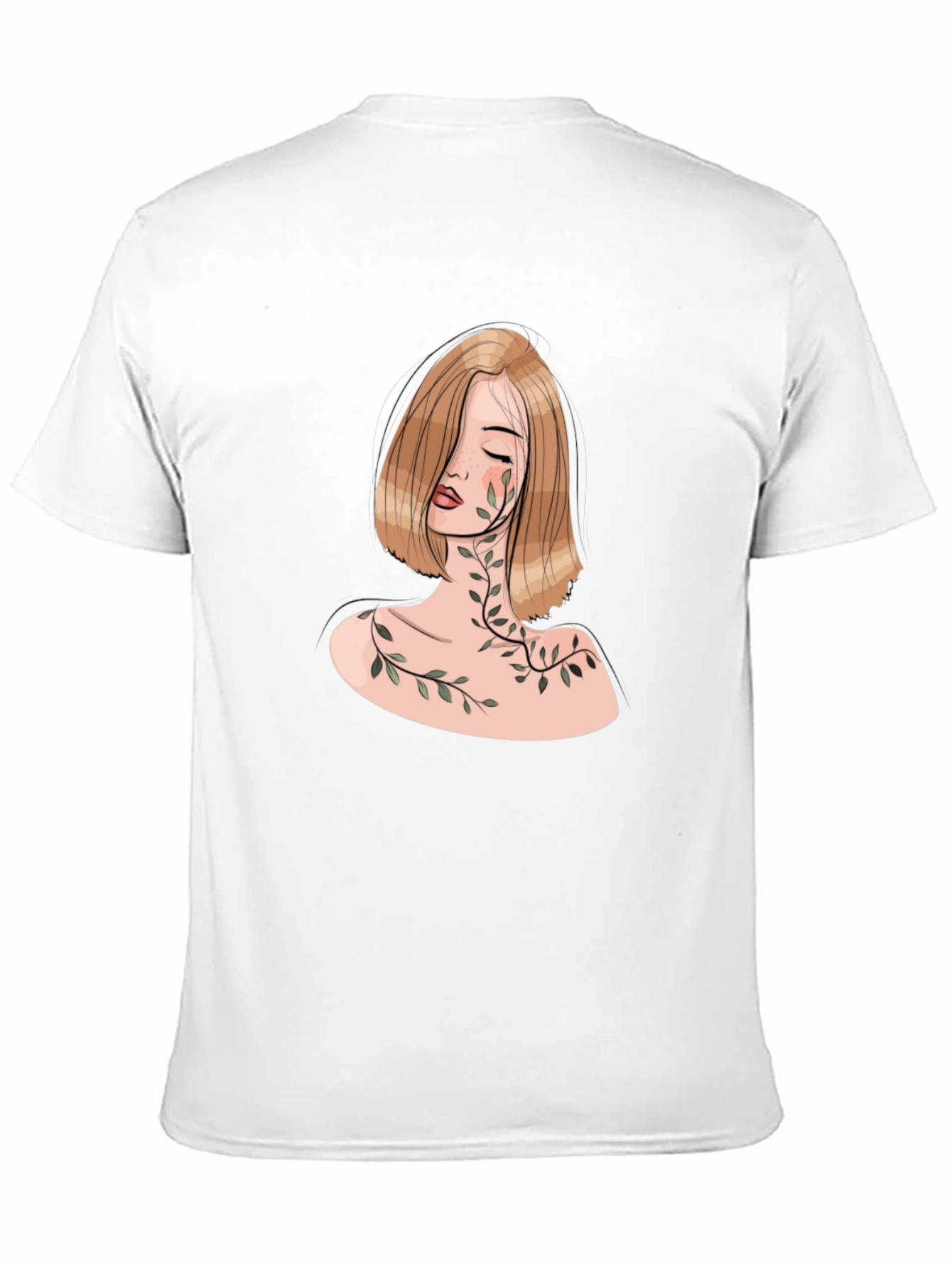 Botanical Woman Graphic Tee - Elegant Black T-Shirt