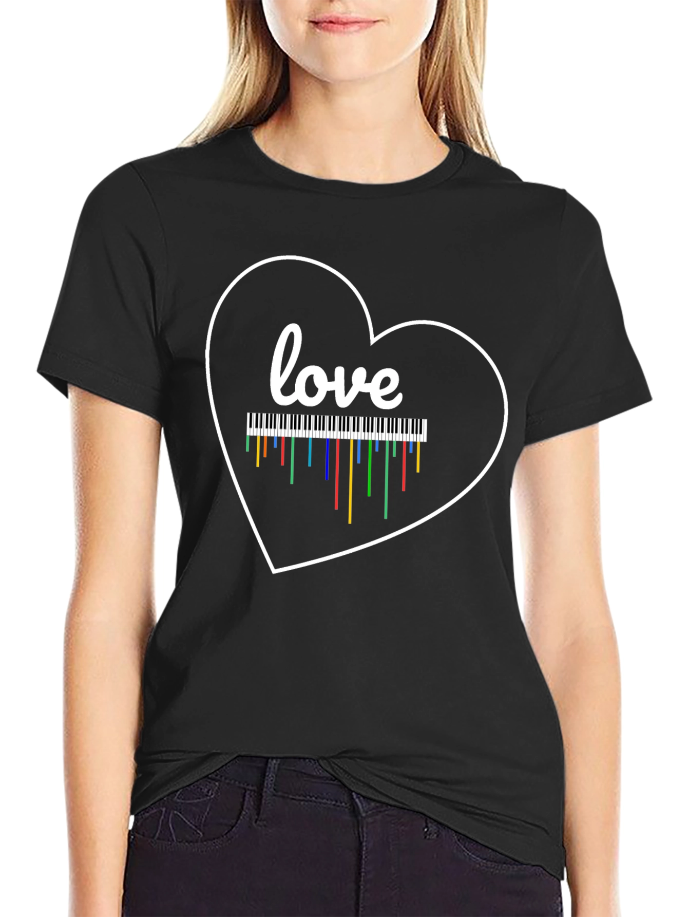 Love Piano Heart T-Shirt Music Teacher Gift