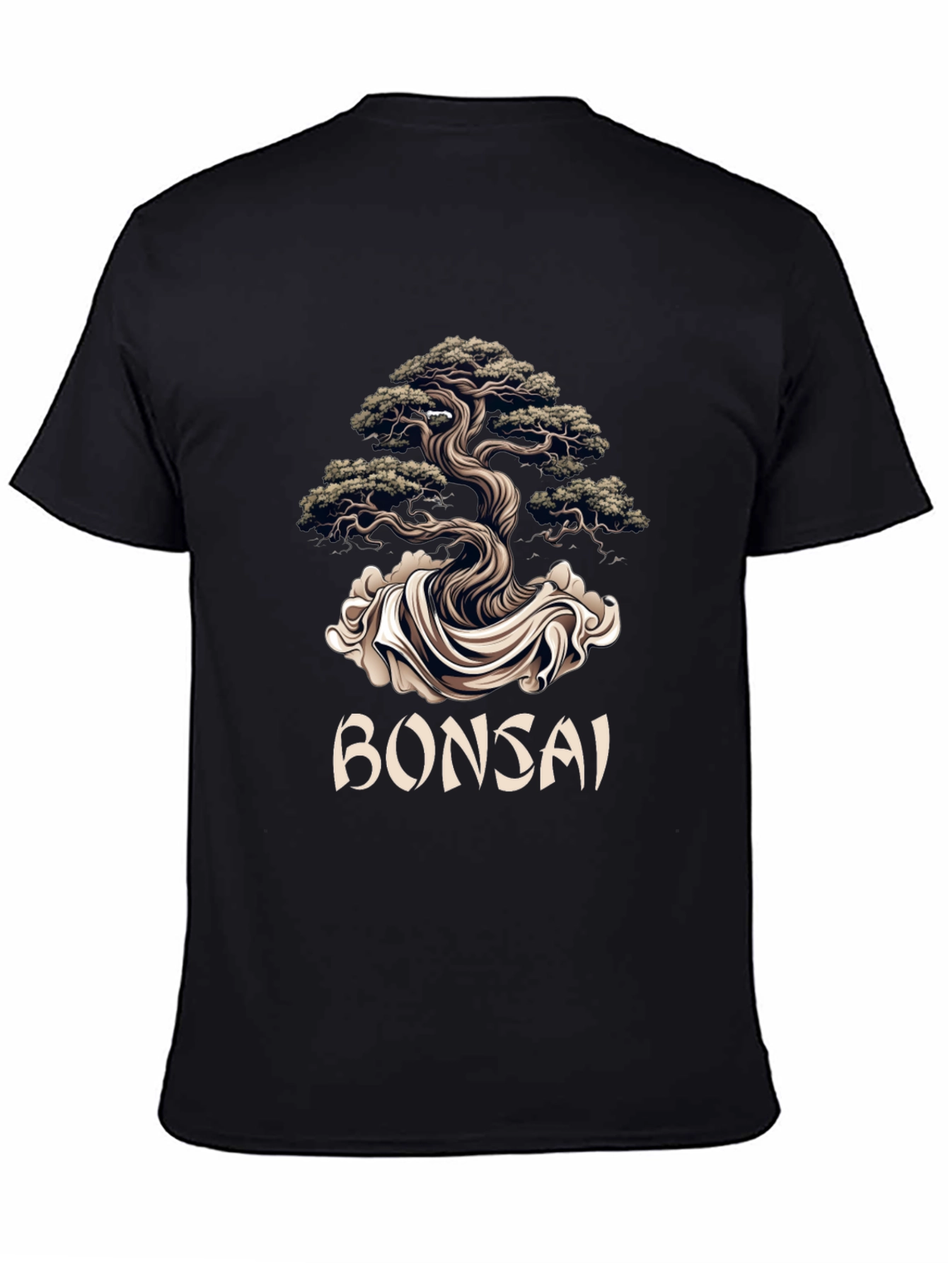 Bonsai Tree Graphic Tee - Artistic Black T-Shirt