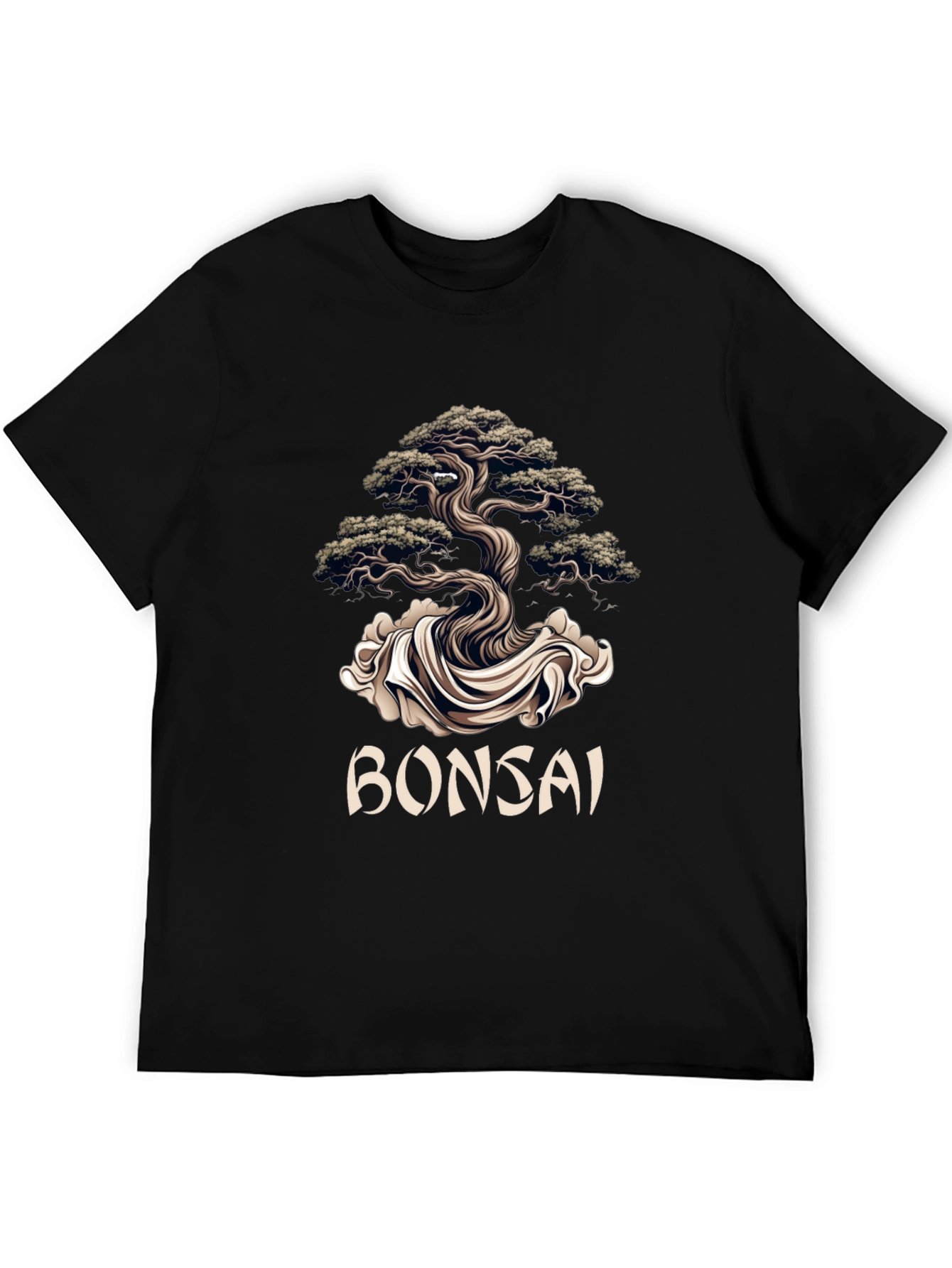 Bonsai Tree Graphic Tee - Artistic Black T-Shirt