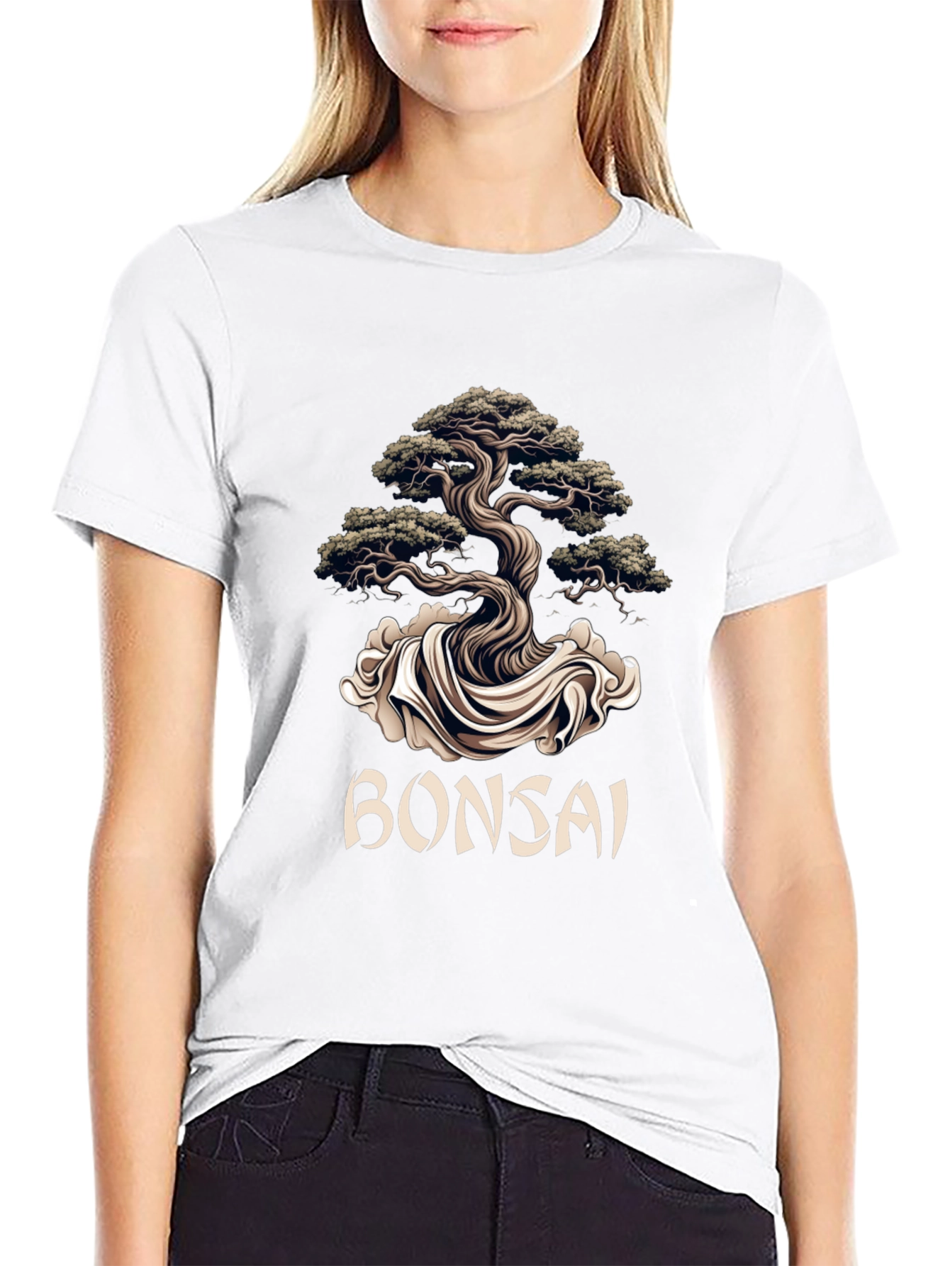 Bonsai Tree Graphic Tee - Artistic Black T-Shirt