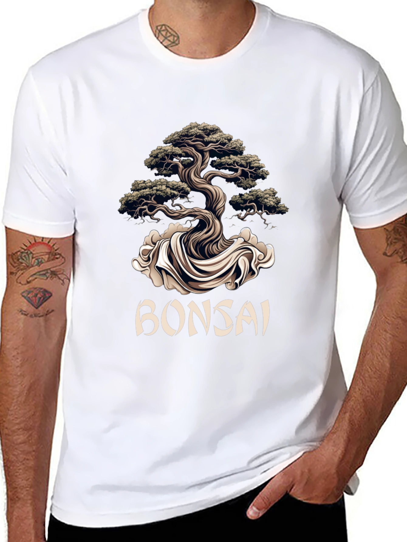 Bonsai Tree Graphic Tee - Artistic Black T-Shirt