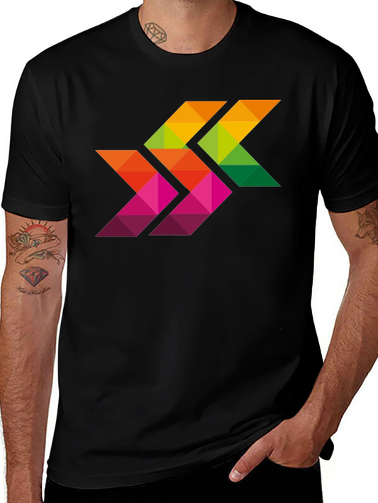 Geometric Arrows Graphic Black T-Shirt