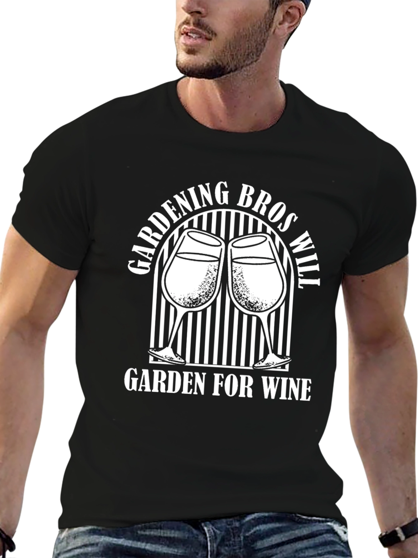 Gardening Bros Will Garden For Wine Graphic T-Shirt