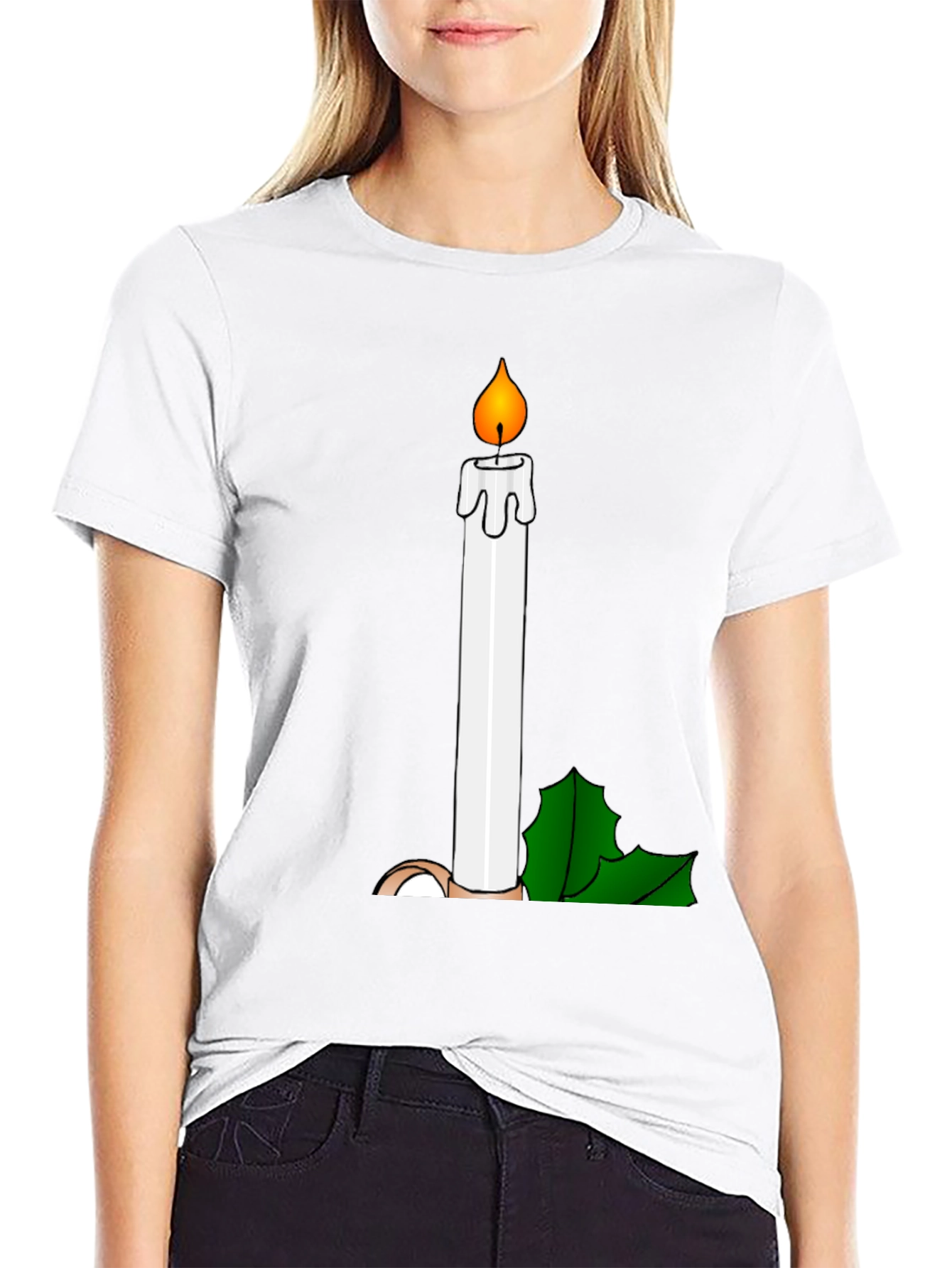 Humorous Candle Graphic Tee - Black Cotton T-Shirt