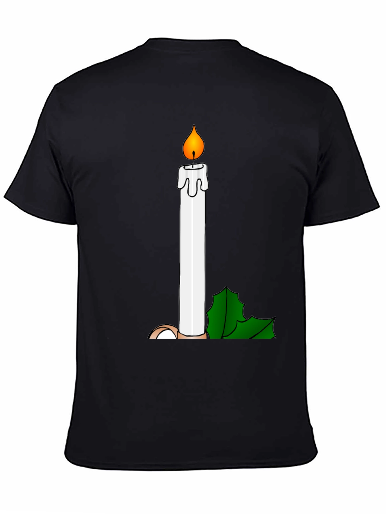 Humorous Candle Graphic Tee - Black Cotton T-Shirt