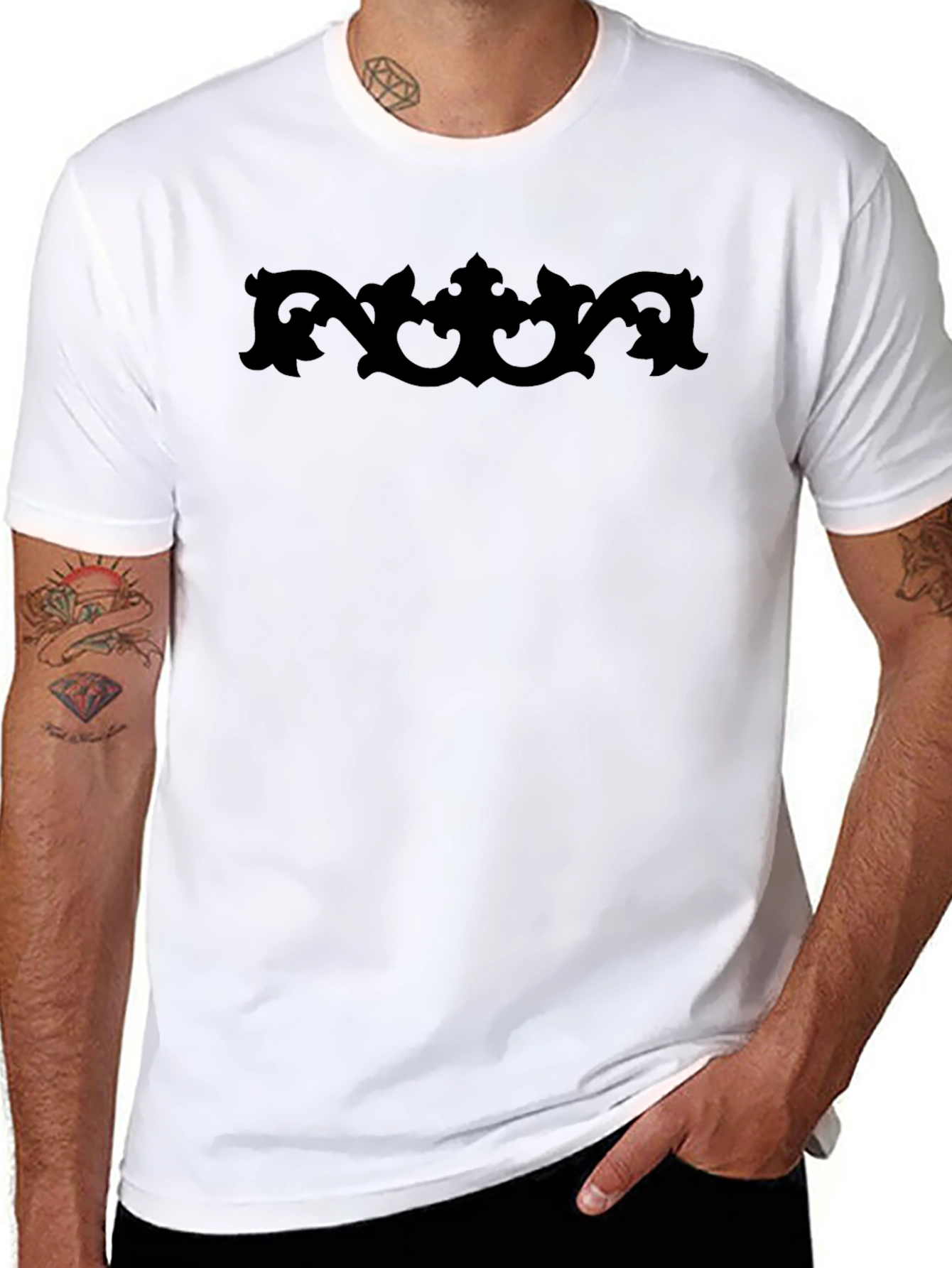 Black Graphic Tee - Ornate Design