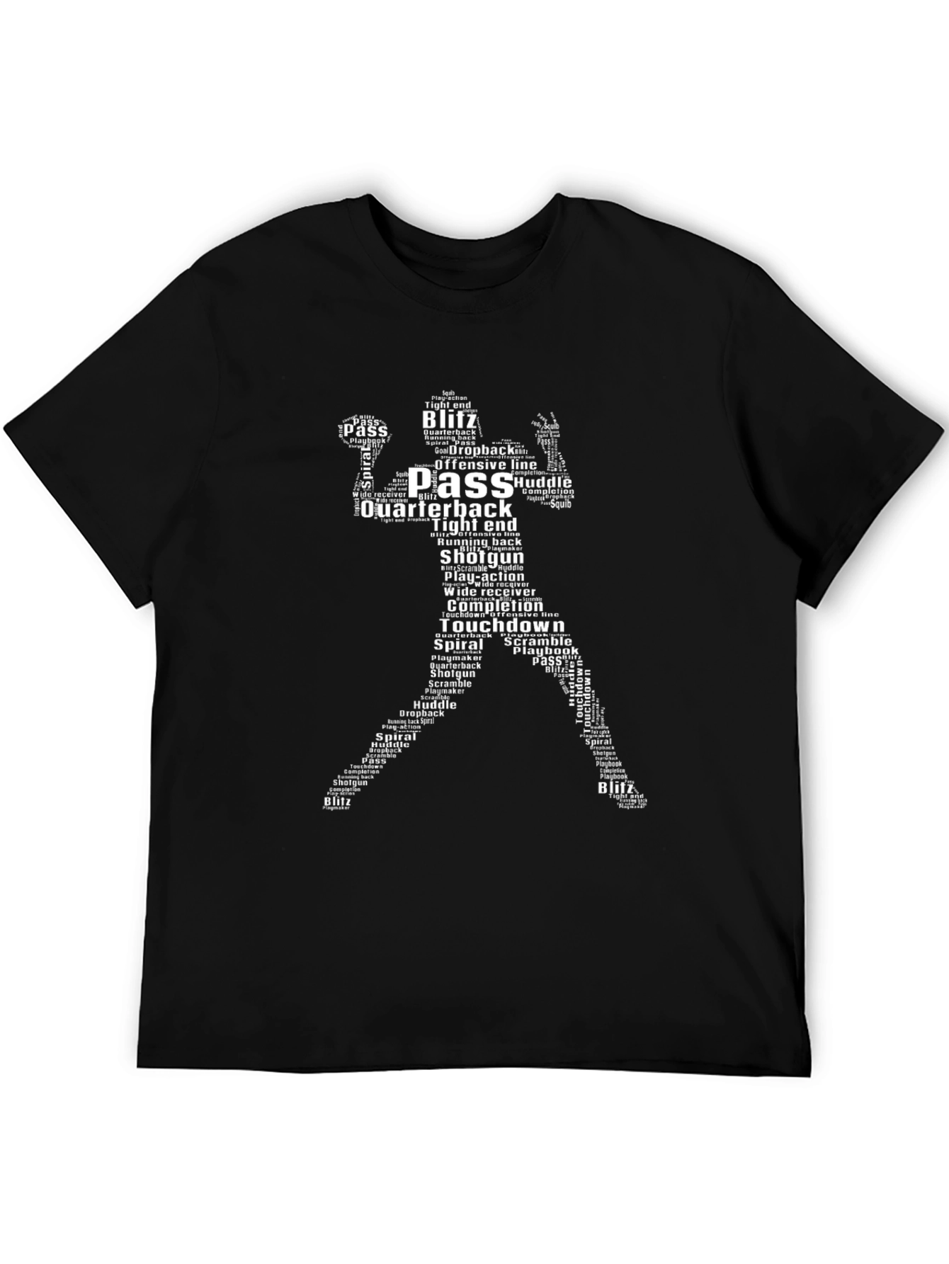 Football Player Word Art Black T-Shirt