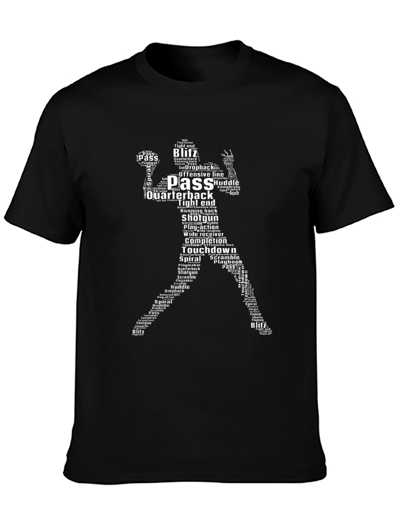 Football Player Word Art Black T-Shirt