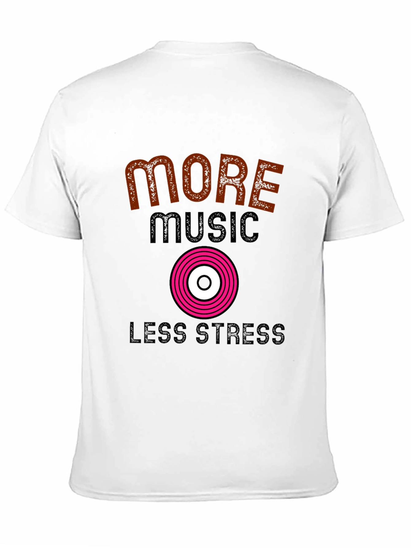 More Music Less Stress Black T-Shirt