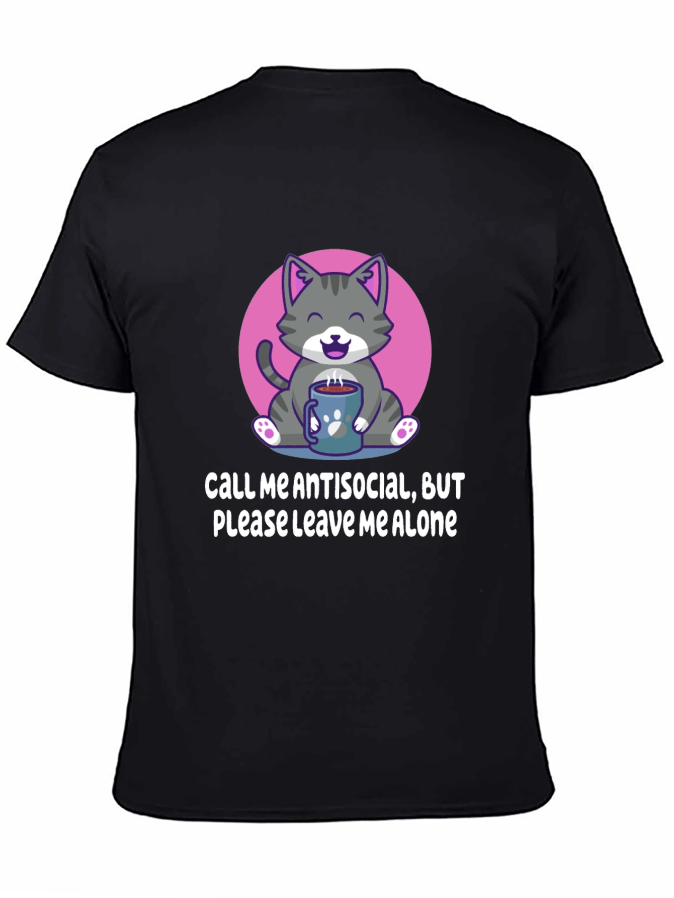 Antisocial Cat T-Shirt Please Leave Me Alone Coffee Lover