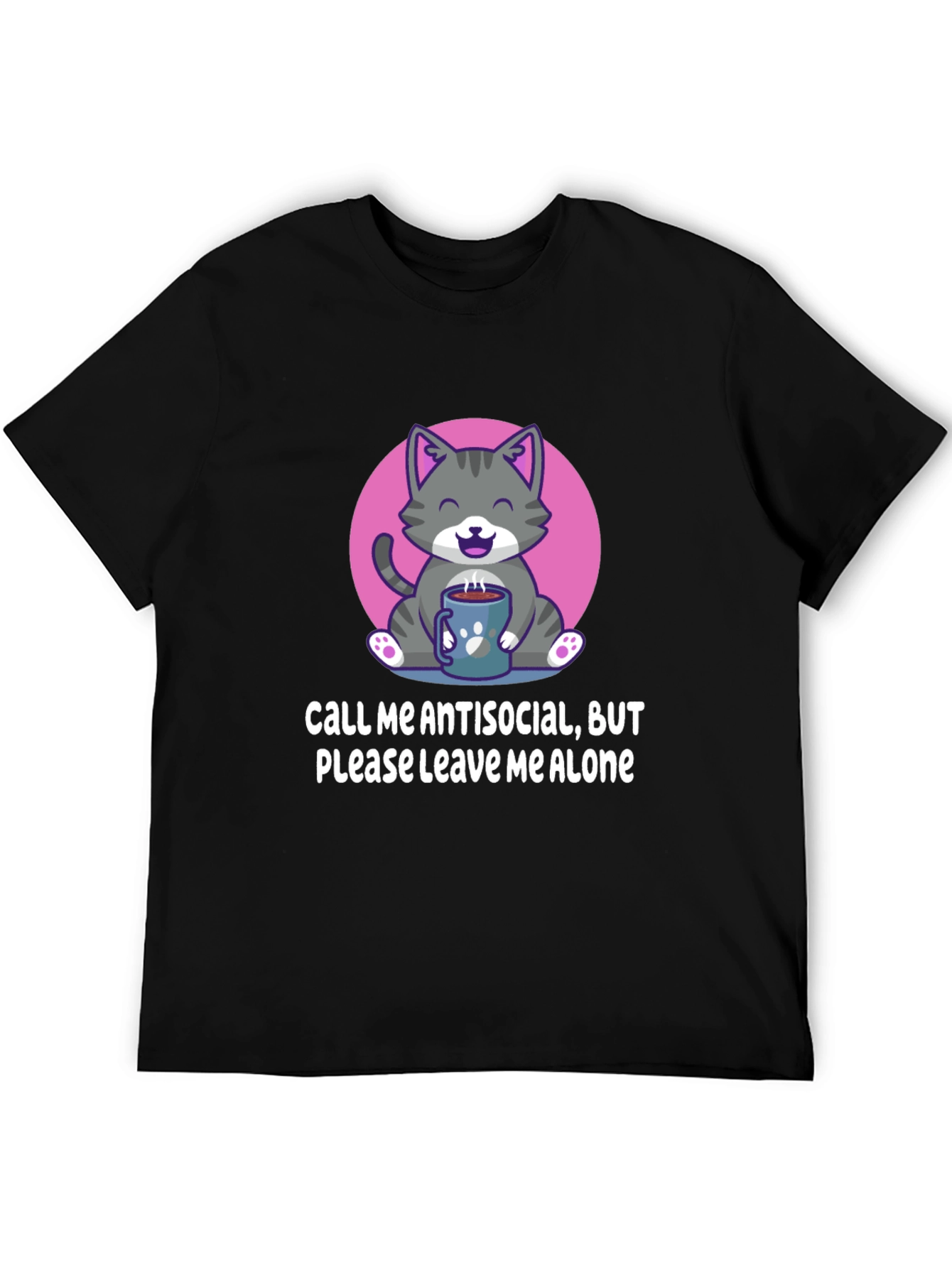 Antisocial Cat T-Shirt Please Leave Me Alone Coffee Lover