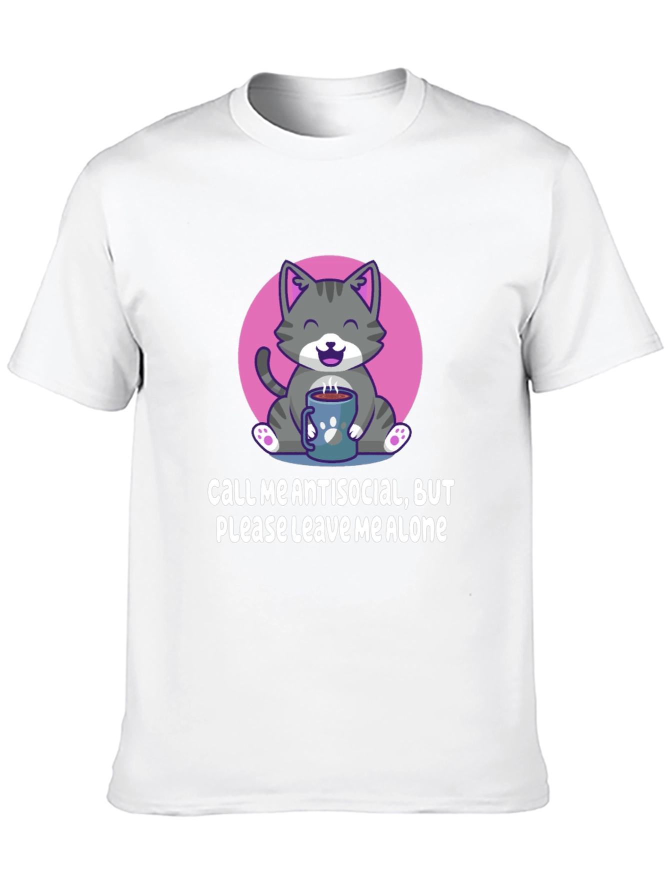 Antisocial Cat T-Shirt Please Leave Me Alone Coffee Lover