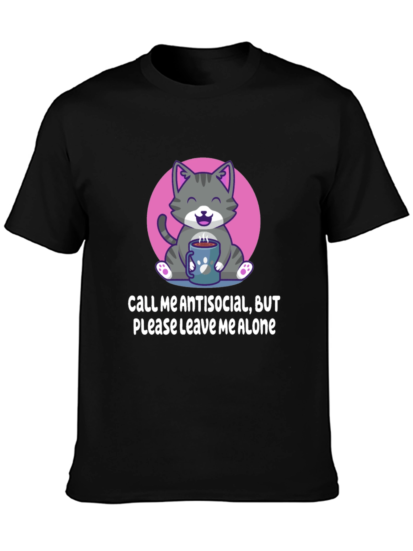 Antisocial Cat T-Shirt Please Leave Me Alone Coffee Lover