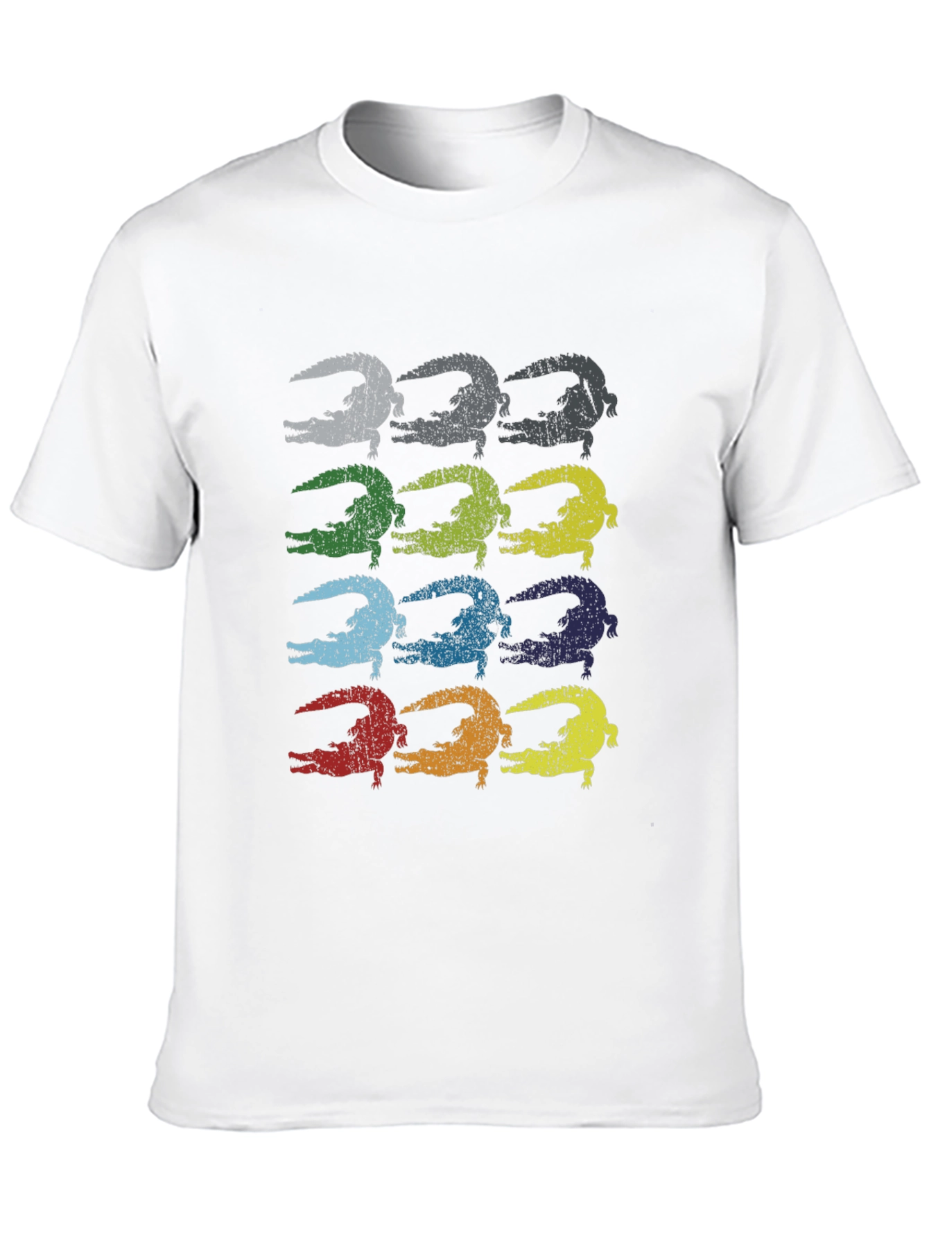 Retro Alligator Print Black T-Shirt