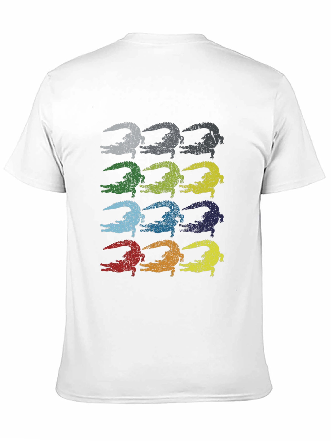 Retro Alligator Print Black T-Shirt