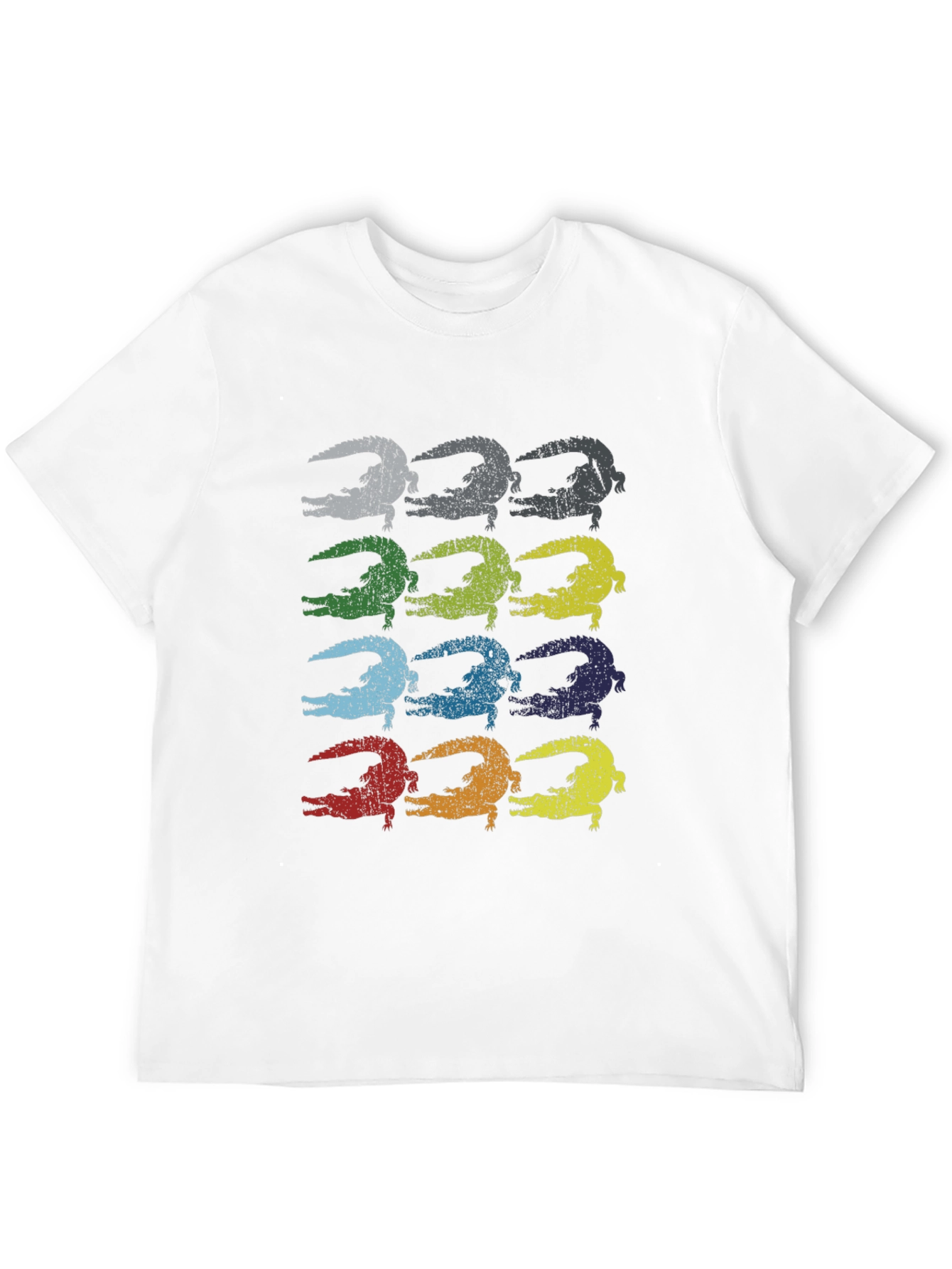 Retro Alligator Print Black T-Shirt