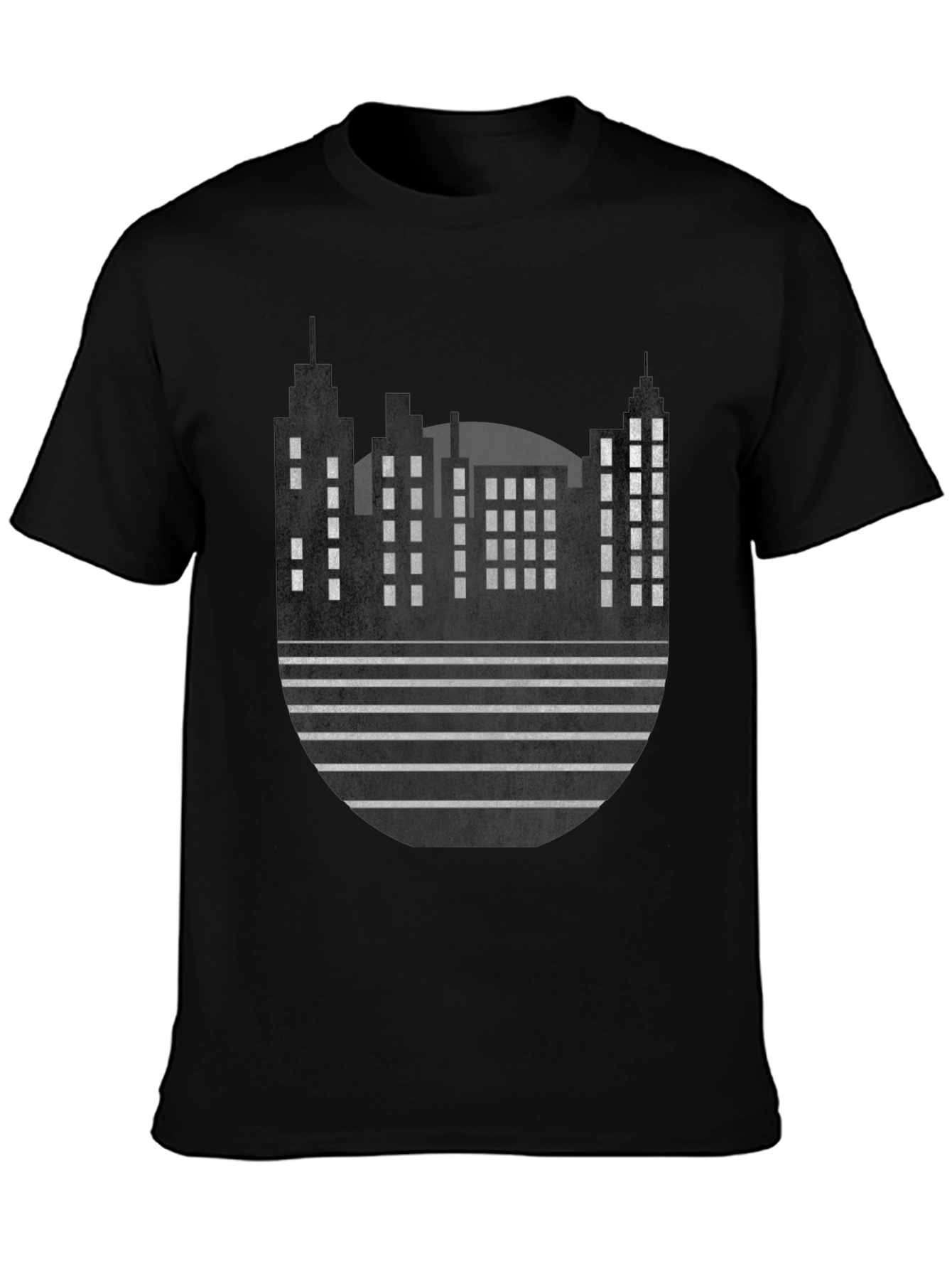 Modern Cityscape Graphic Tee - Black