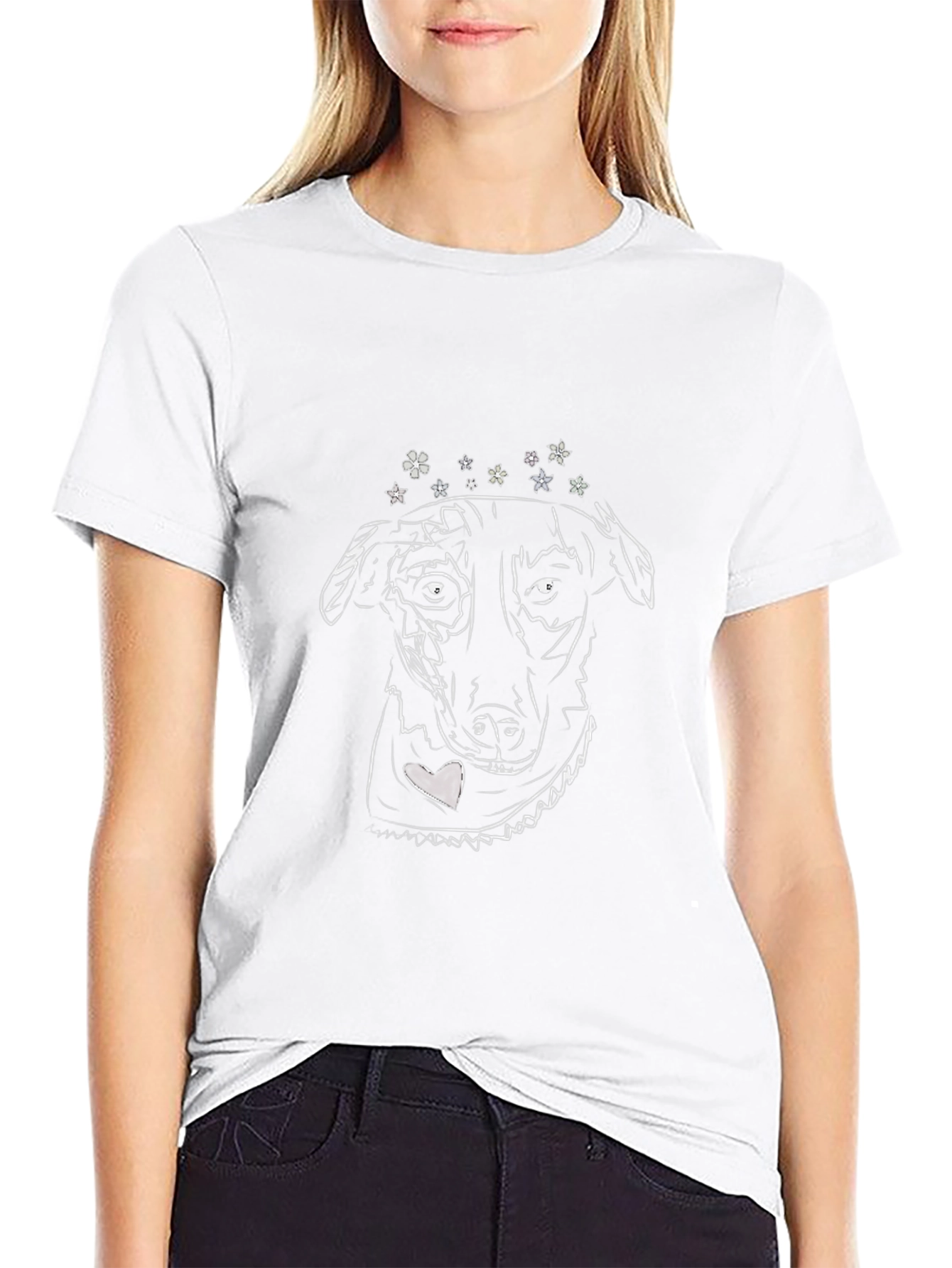 Dog Line Art Black T-Shirt