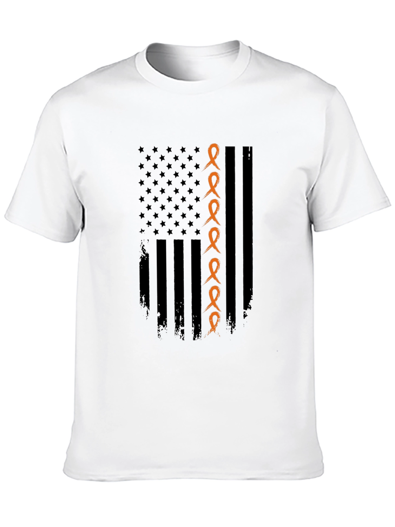 Orange Ribbon American Flag Graphic Tee