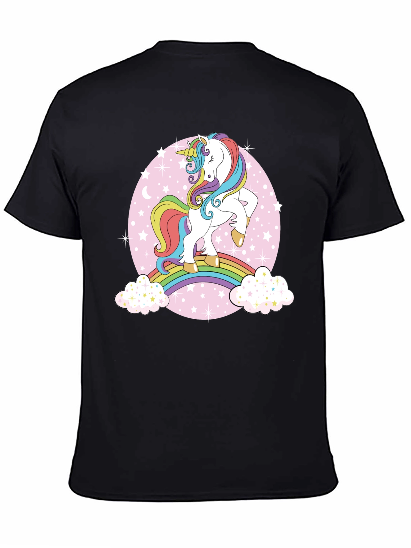 Unicorn Rainbow Graphic Tee - Black