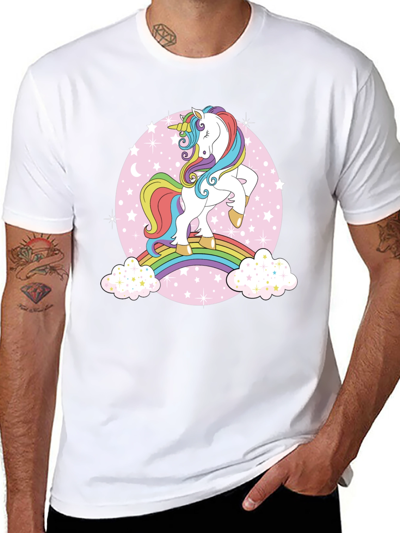 Unicorn Rainbow Graphic Tee - Black