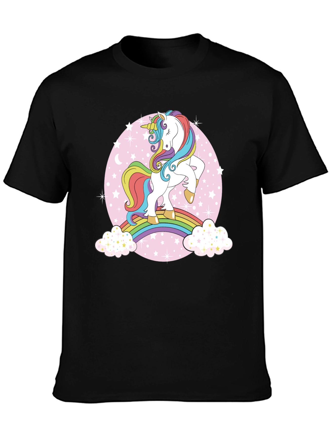 Unicorn Rainbow Graphic Tee - Black