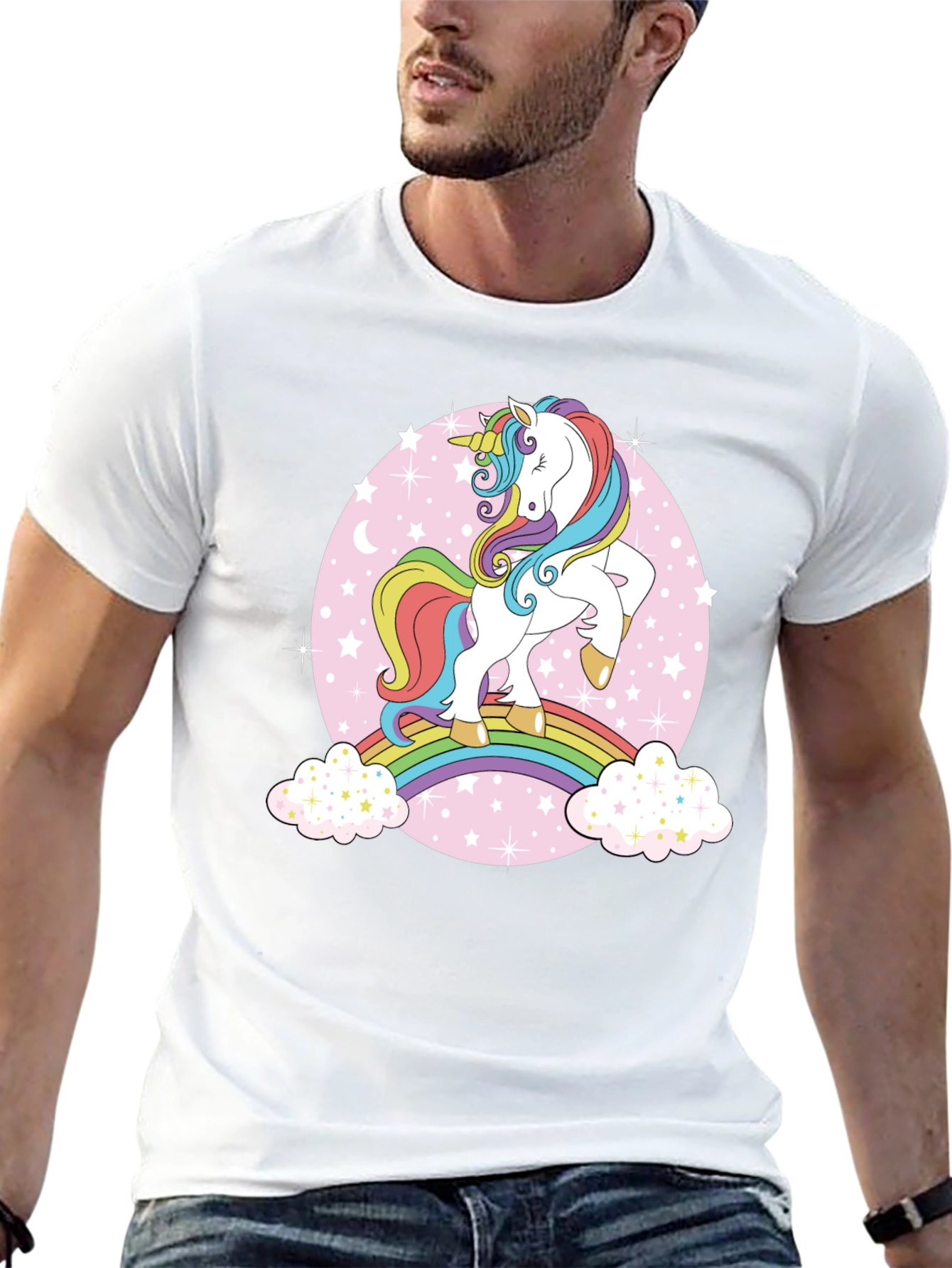 Unicorn Rainbow Graphic Tee - Black