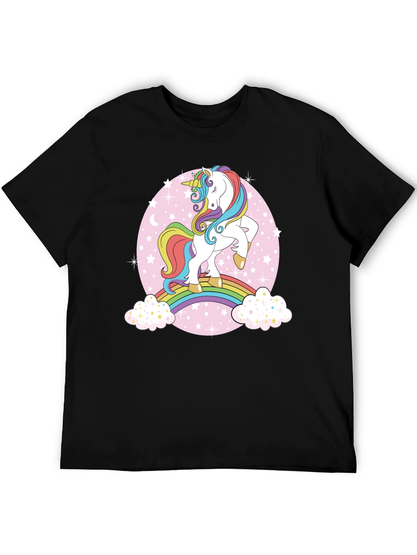 Unicorn Rainbow Graphic Tee - Black