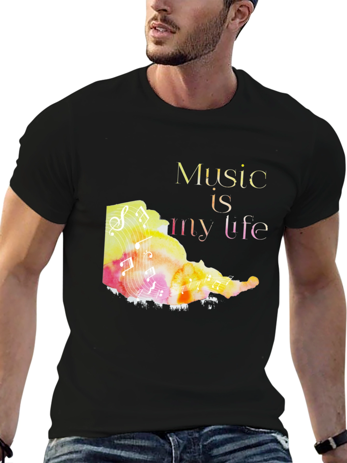 Music is My Life Graphic Tee - Black