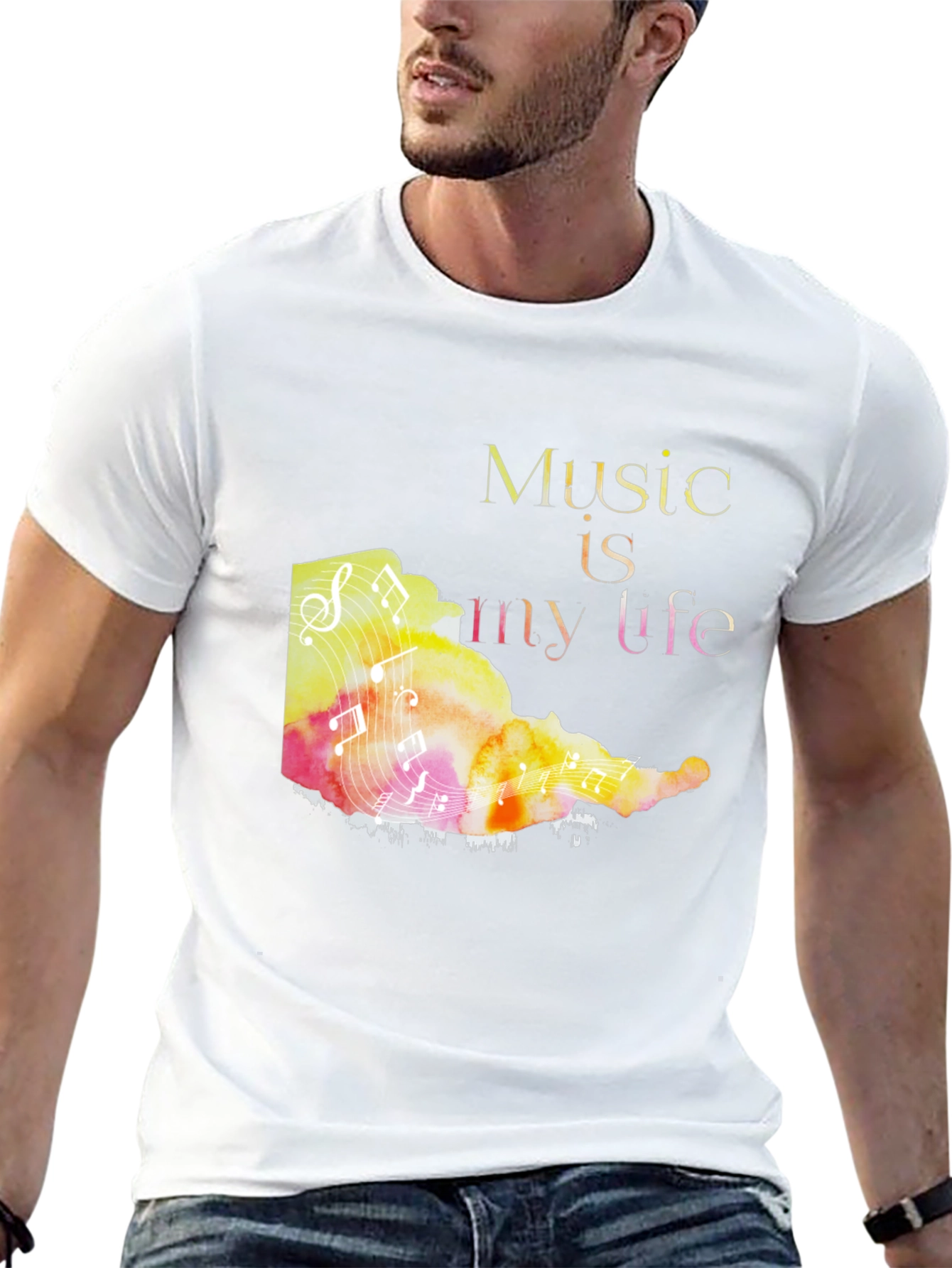 Music is My Life Graphic Tee - Black