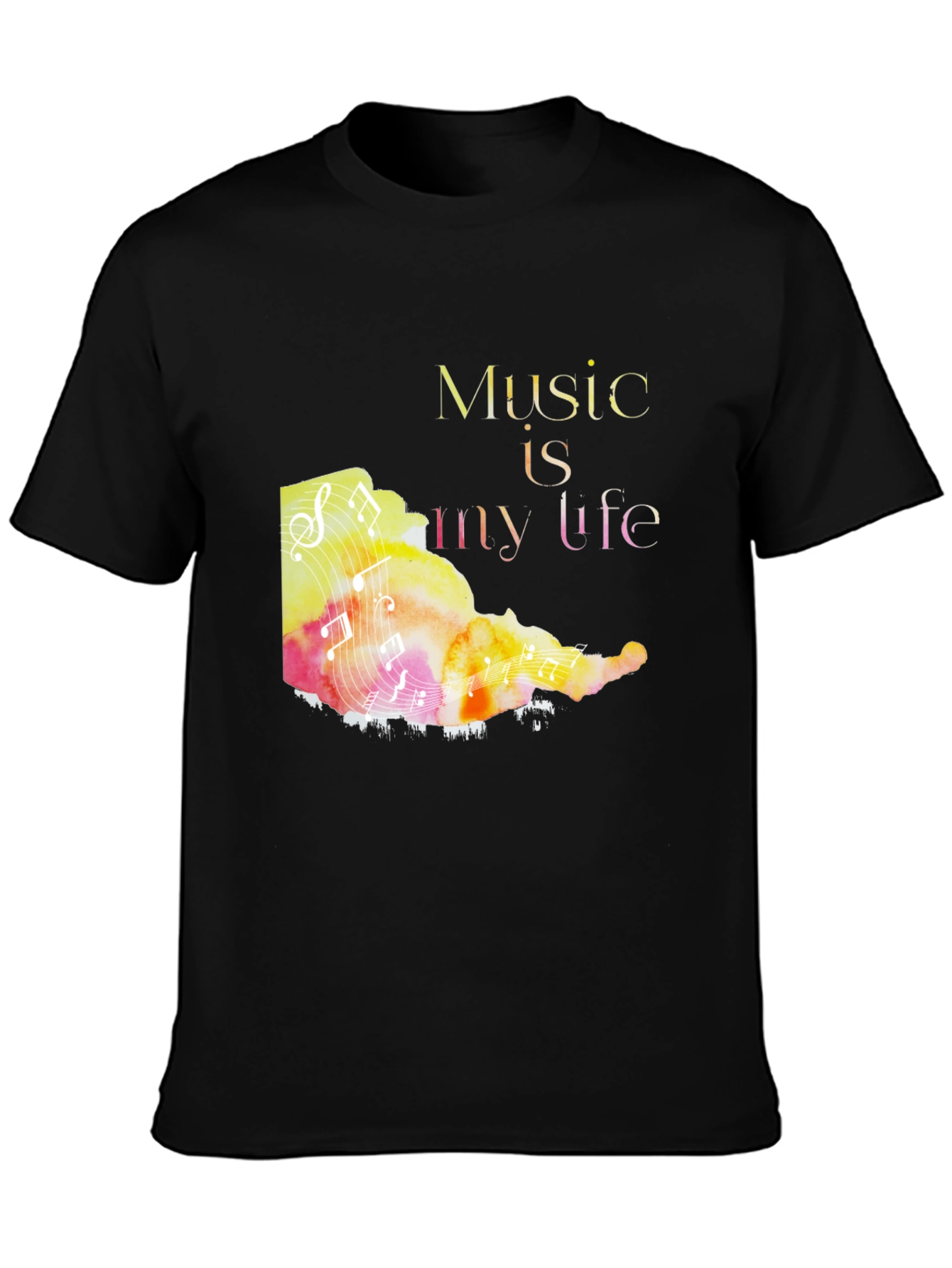 Music is My Life Graphic Tee - Black