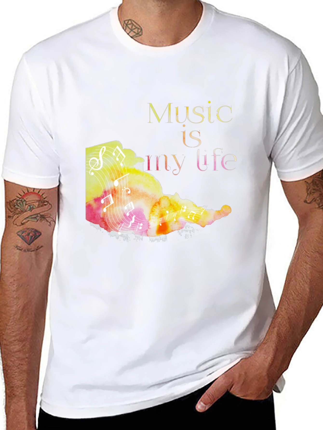 Music is My Life Graphic Tee - Black