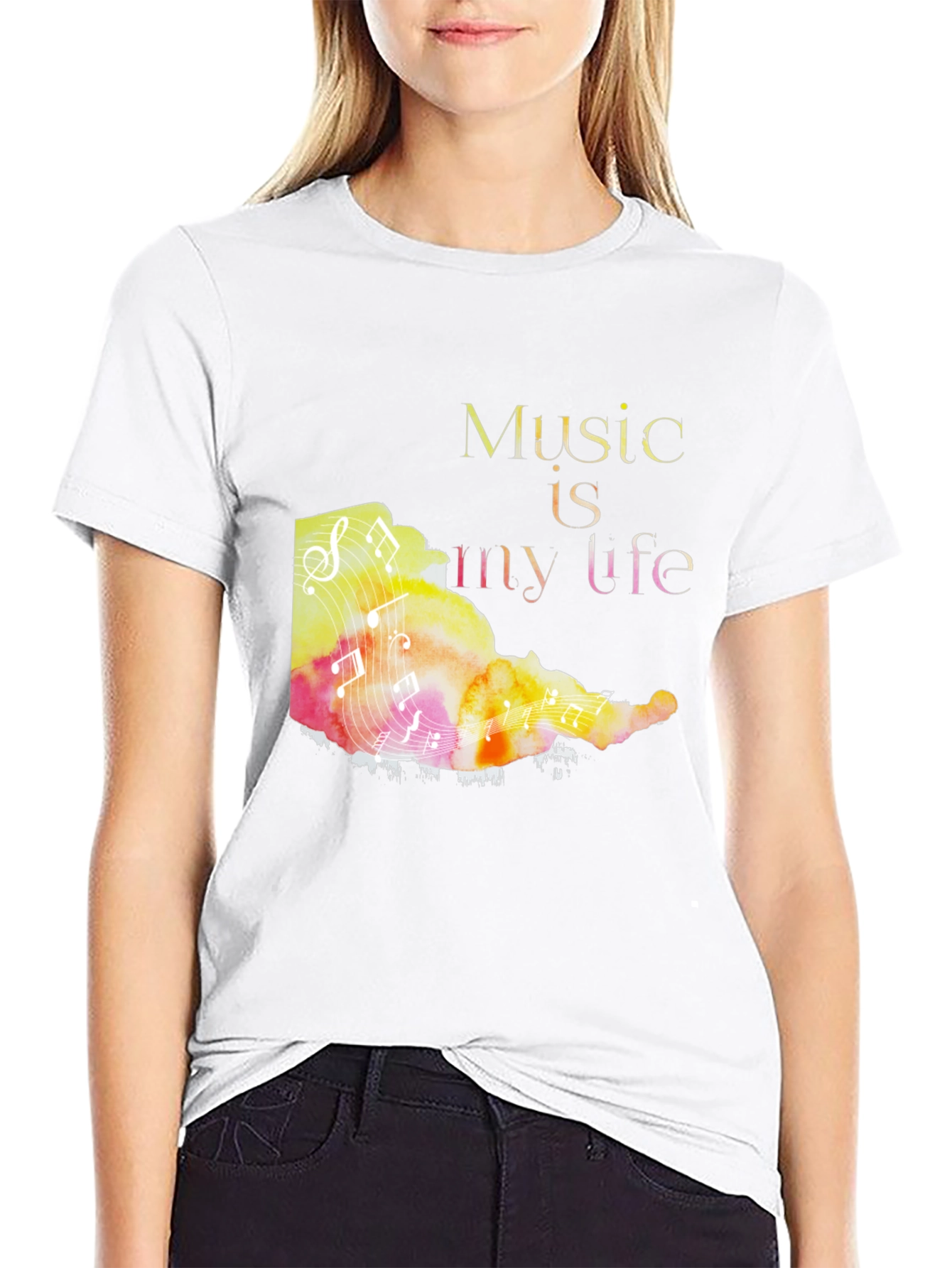 Music is My Life Graphic Tee - Black