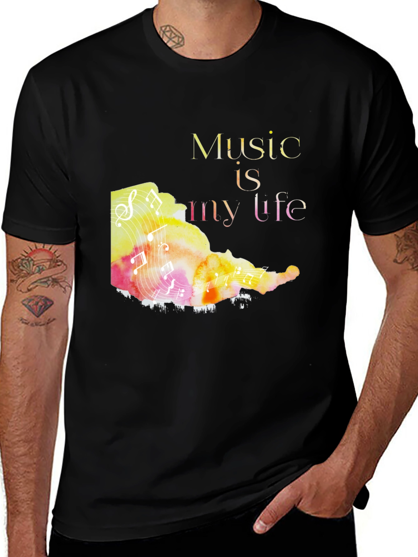 Music is My Life Graphic Tee - Black
