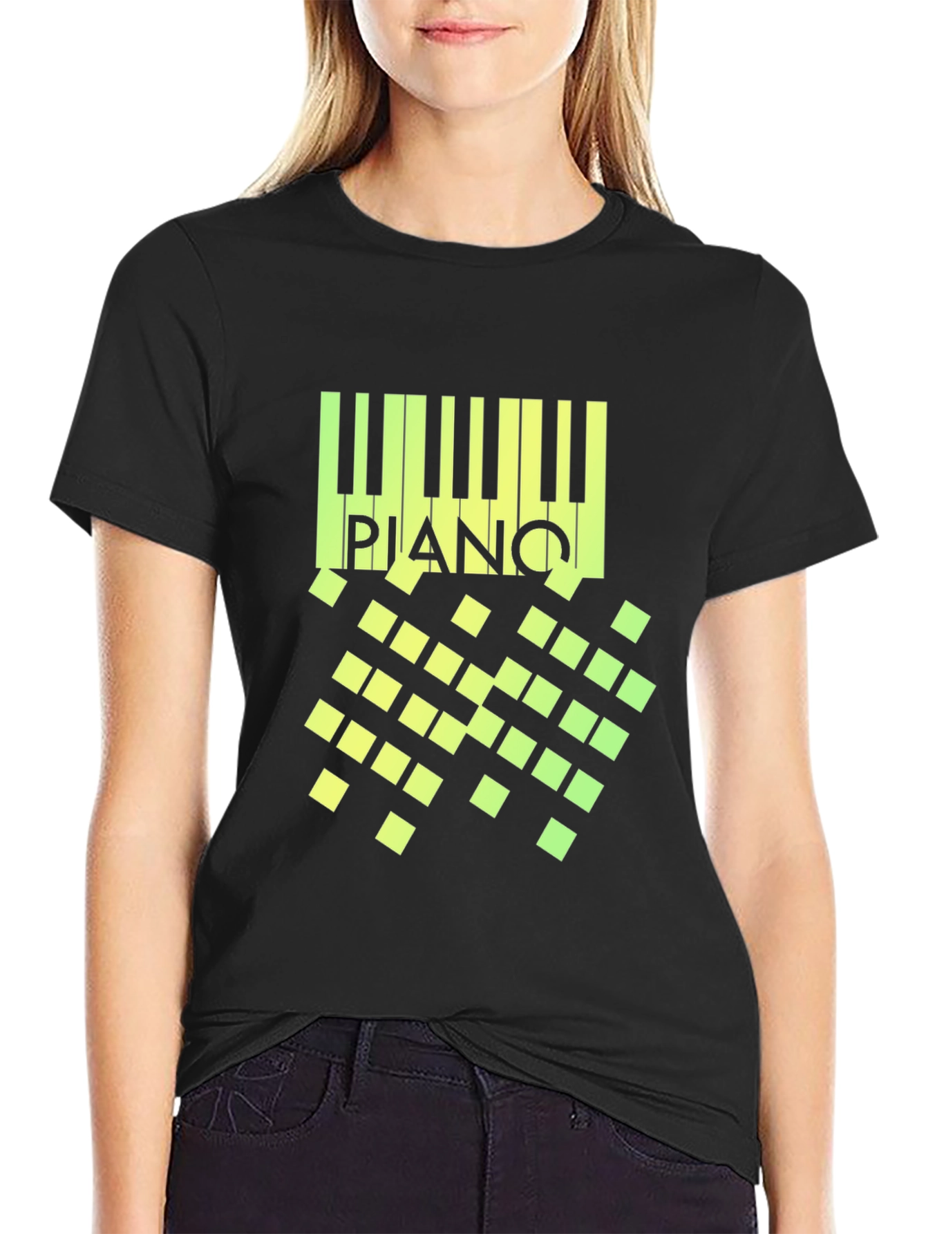 Piano Keys Graphic Black T-Shirt