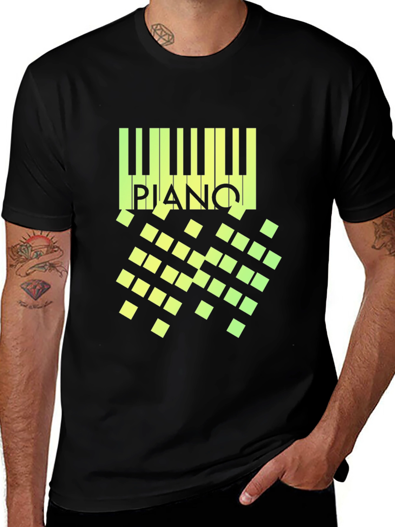 Piano Keys Graphic Black T-Shirt