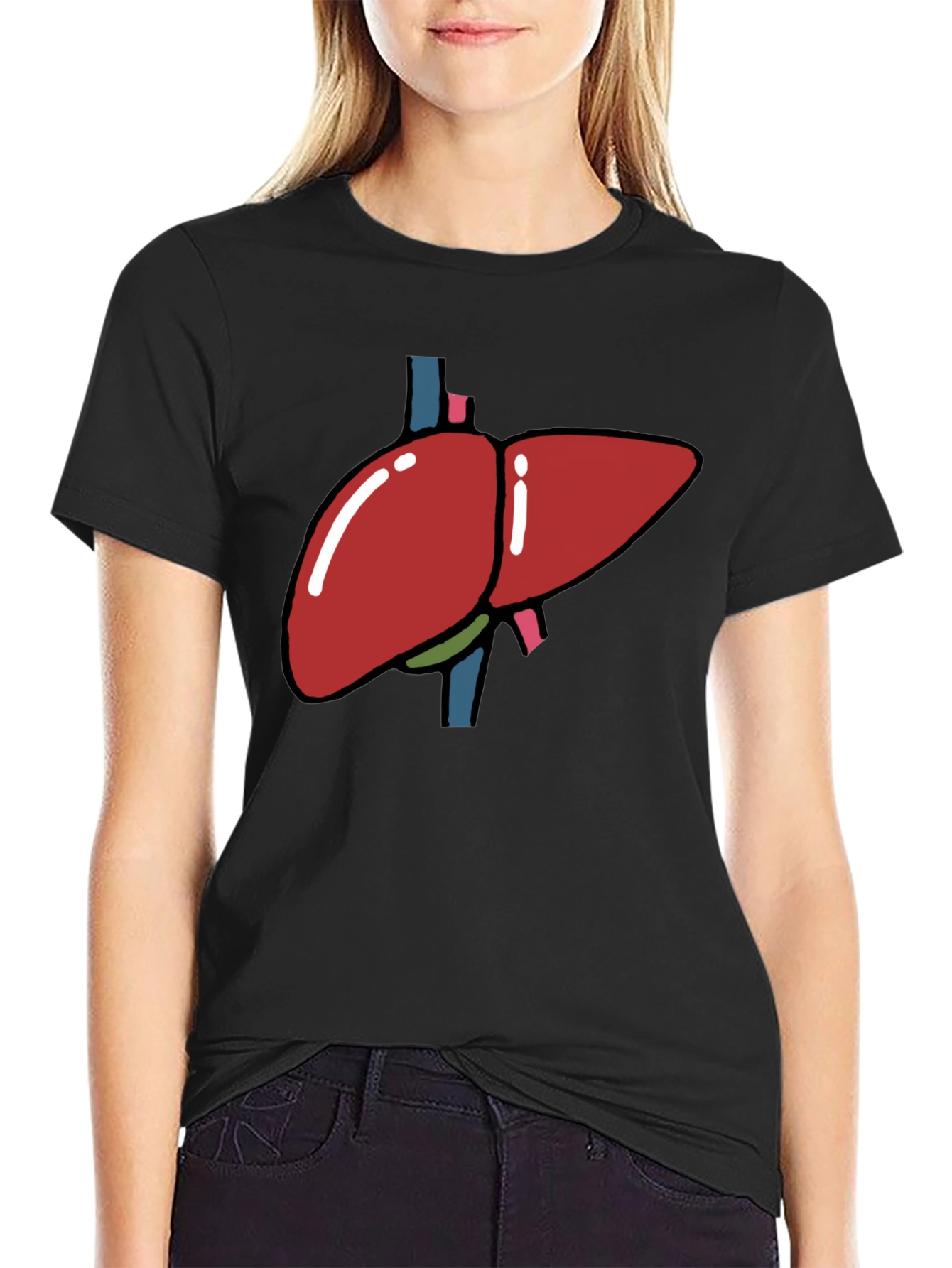 Liver Graphic T-Shirt - Black Anatomy Tee