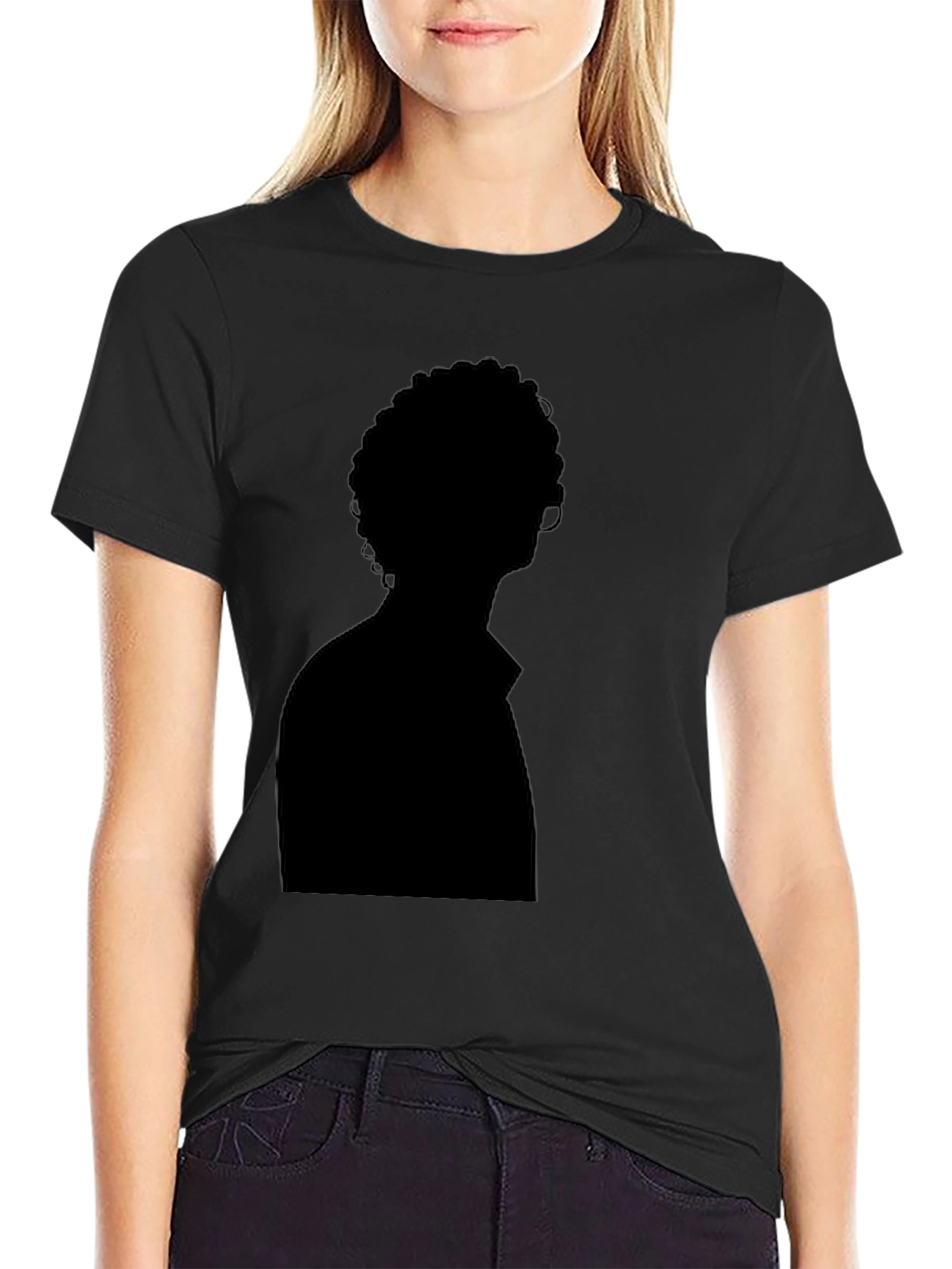 Silhouette Graphic Tee - Solid Black Casual Style