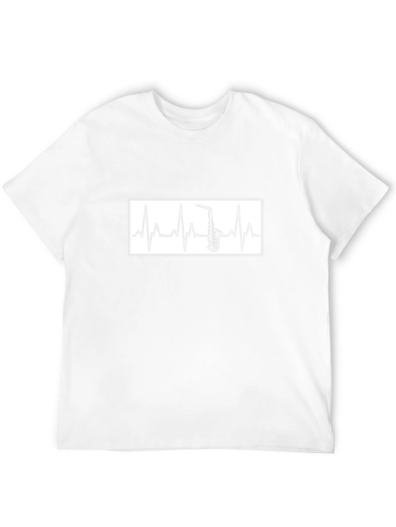 Saxophone Heartbeat Graphic T-Shirt - Black