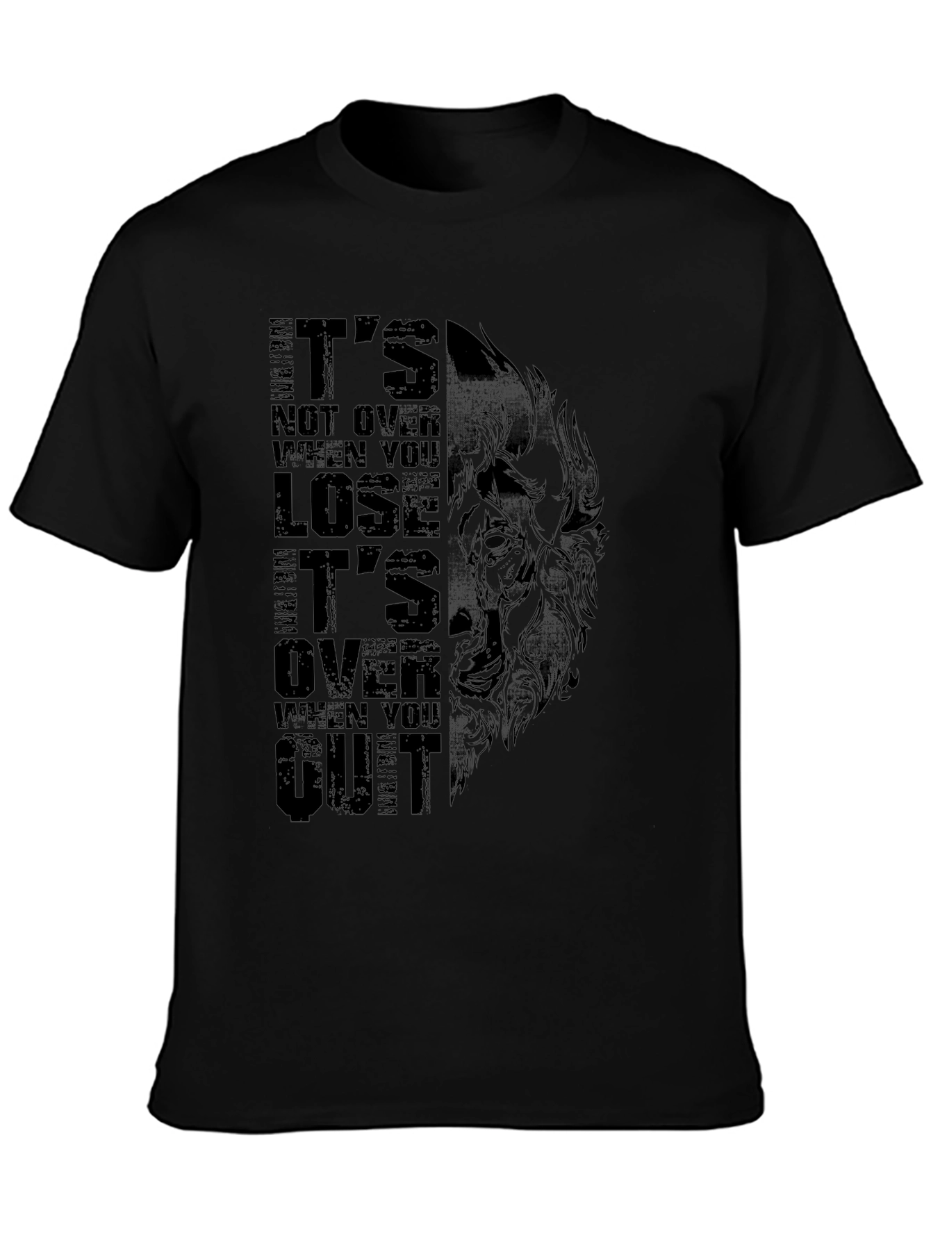 Motivational Wolf Graphic Black T-Shirt