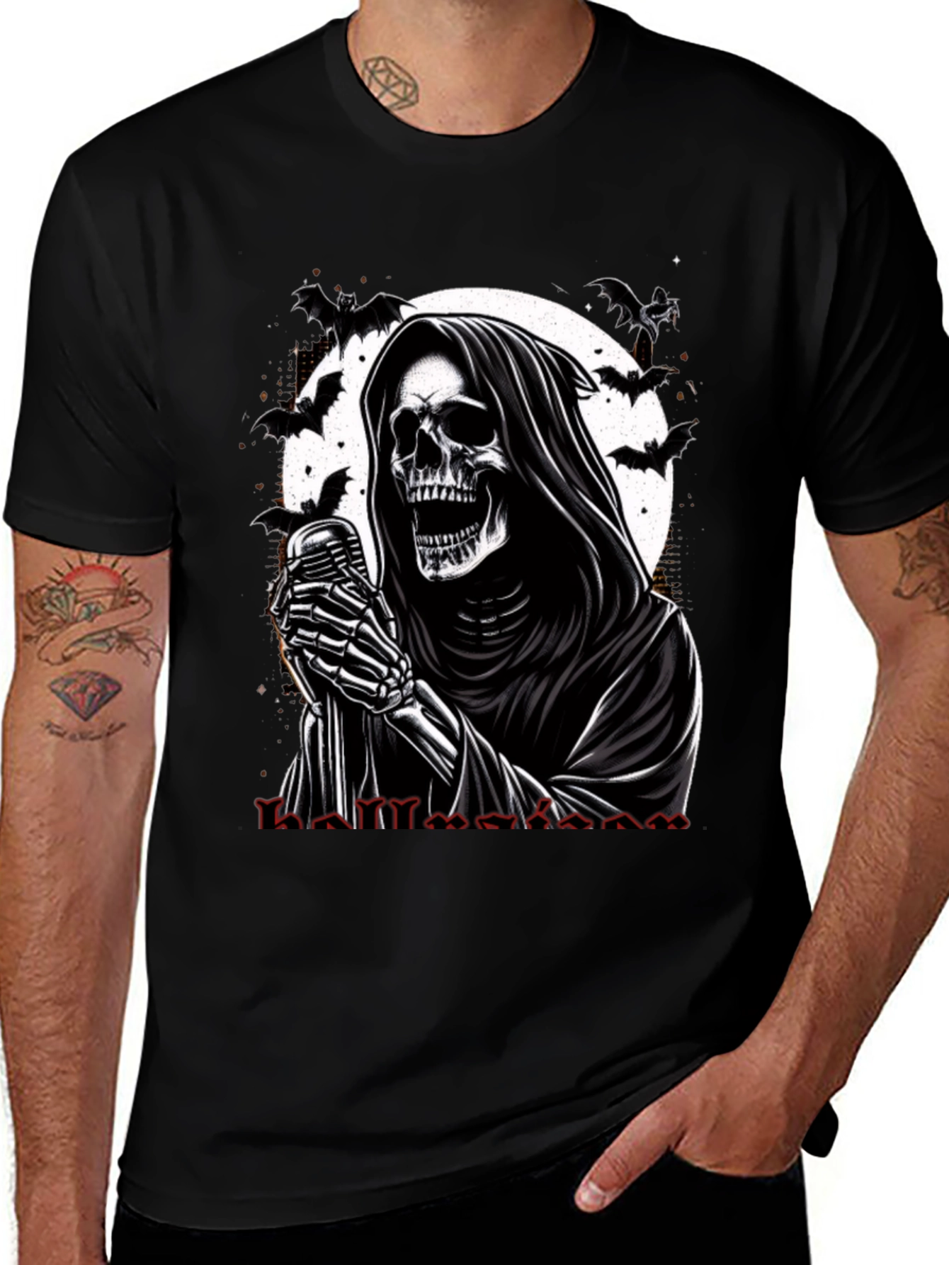 Grim Reaper Halloween Graphic Tee - Spooky Season Apparel