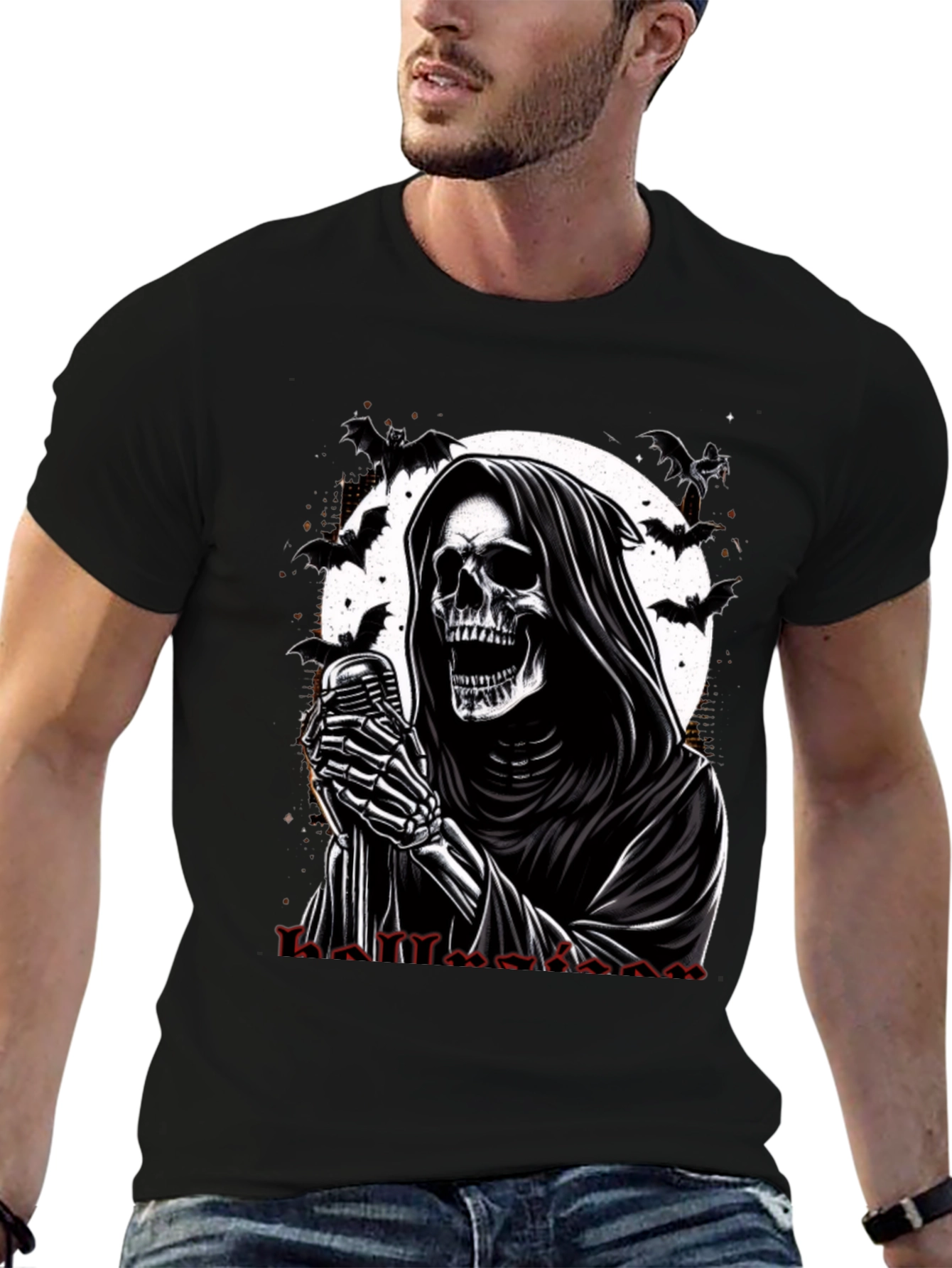 Grim Reaper Halloween Graphic Tee - Spooky Season Apparel