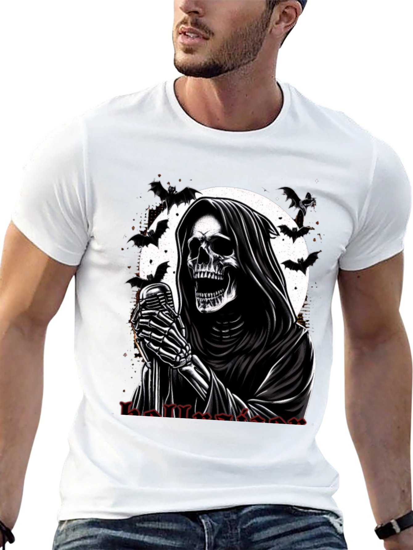 Grim Reaper Halloween Graphic Tee - Spooky Season Apparel